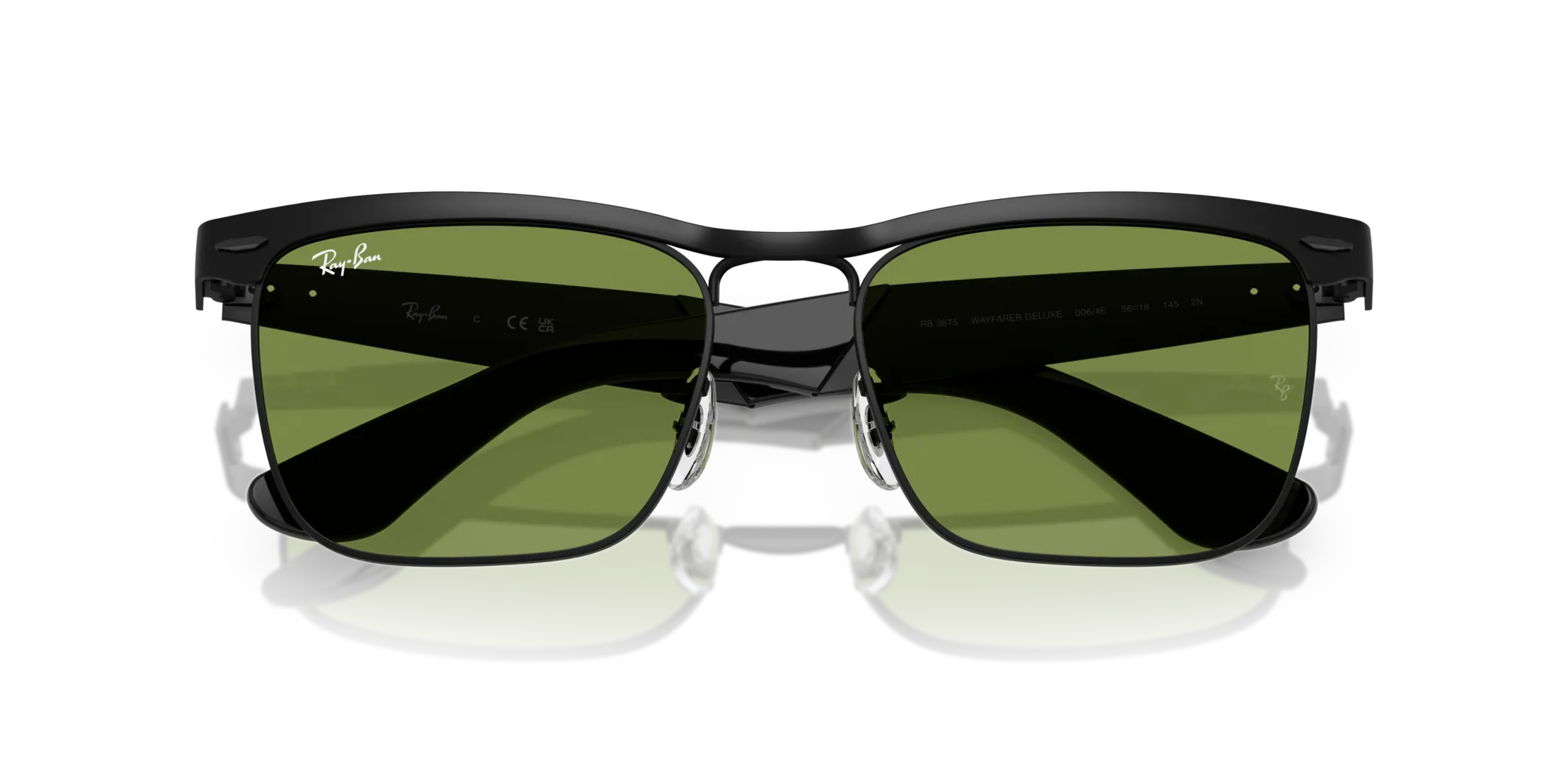 Ray - Ban RB3875 WAYFARER DELUXE 006/4E Occhiali da sole Metallo Nero Verde Squadrata Normale - immagine 2