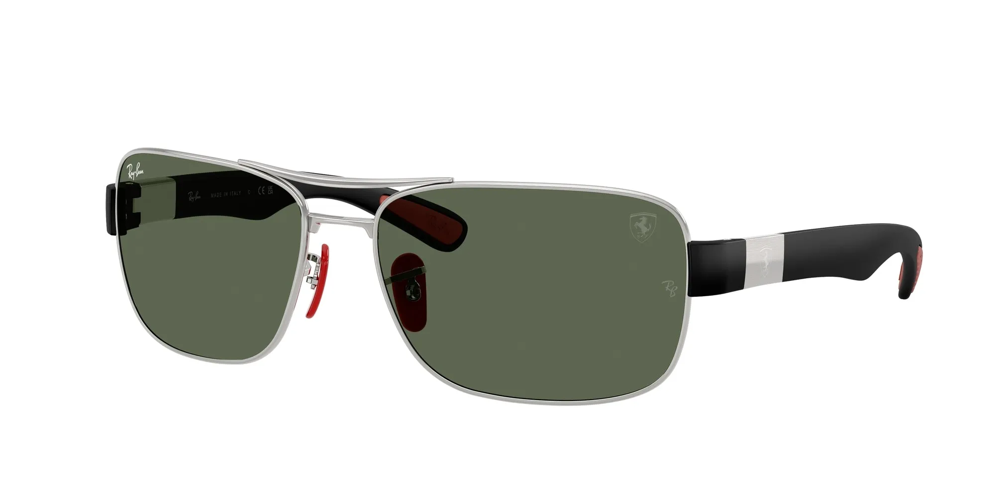 Ray - Ban RB3763M F03171 Occhiali da sole Metallo Argento Verde Squadrata Normale - immagine 1