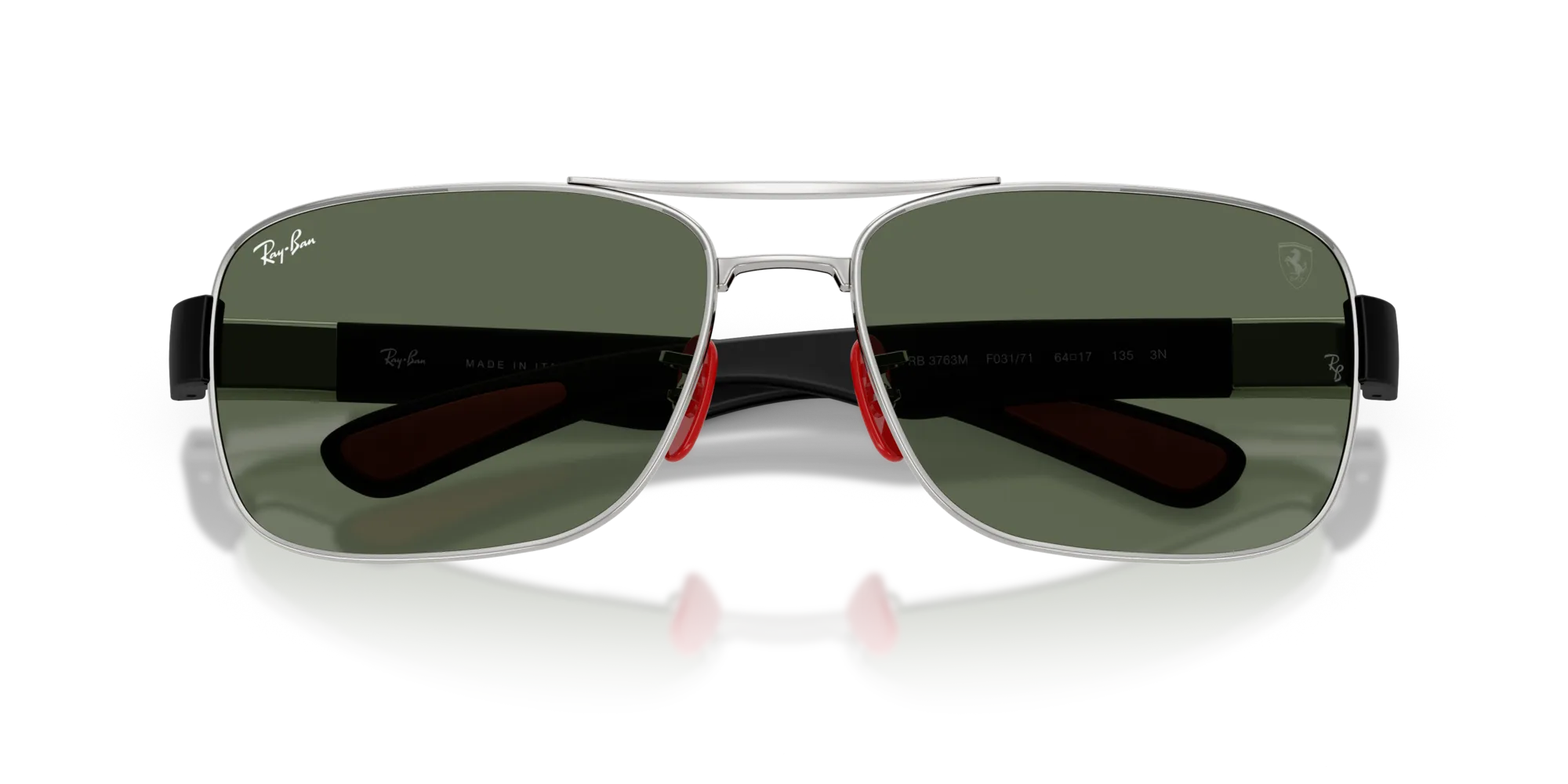 Ray - Ban RB3763M F03171 Occhiali da sole Metallo Argento Verde Squadrata Normale - immagine 2