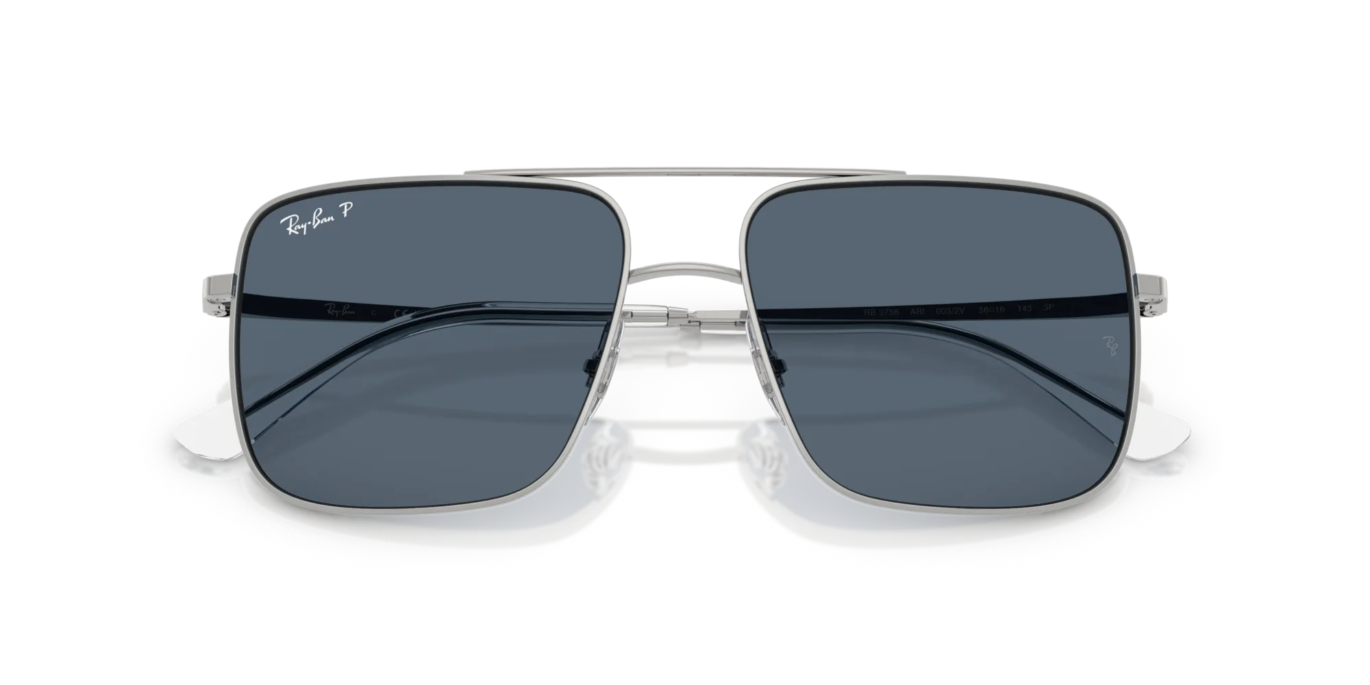 Ray - Ban RB3758 ARI 003/2V Occhiali da sole Metallo Argento Blu Squadrata Polarizzata - immagine 2