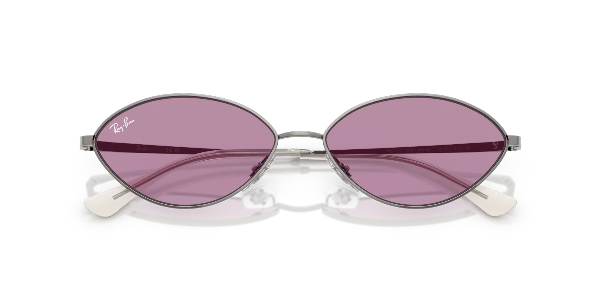 Ray - Ban RB3757 KAI 004/69 Occhiali da sole Metallo Grigio Viola Rotonda Normale - immagine 2