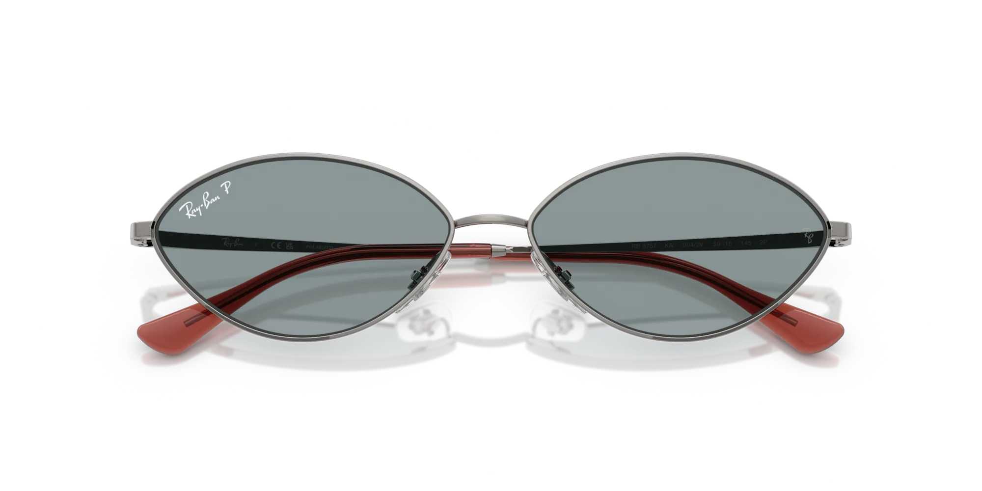 Ray - Ban RB3757 KAI 004/2V Occhiali da sole Metallo Grigio Blu Rotonda Polarizzata - immagine 2