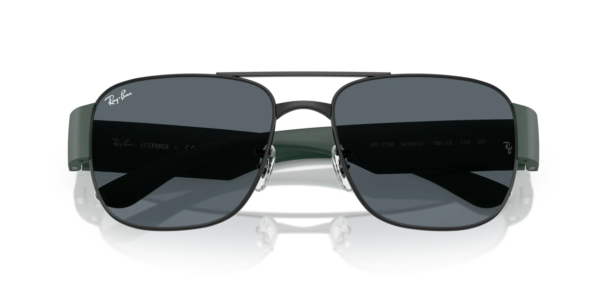 Ray - Ban RB3756 926931 Occhiali da sole Metallo Nero Verde Squadrata Normale - immagine 2