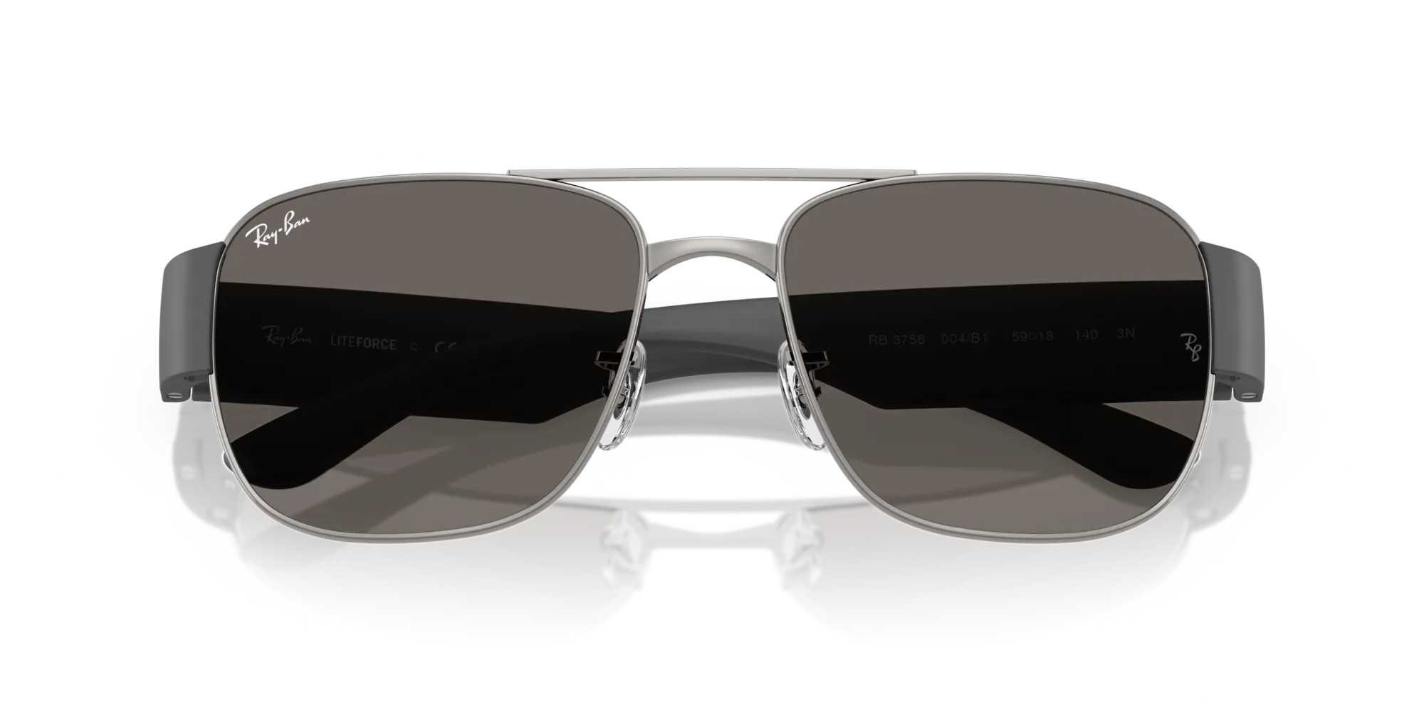 Ray - Ban RB3756 004/B1 Occhiali da sole Metallo Grigio Grigio Squadrata Normale - immagine 2