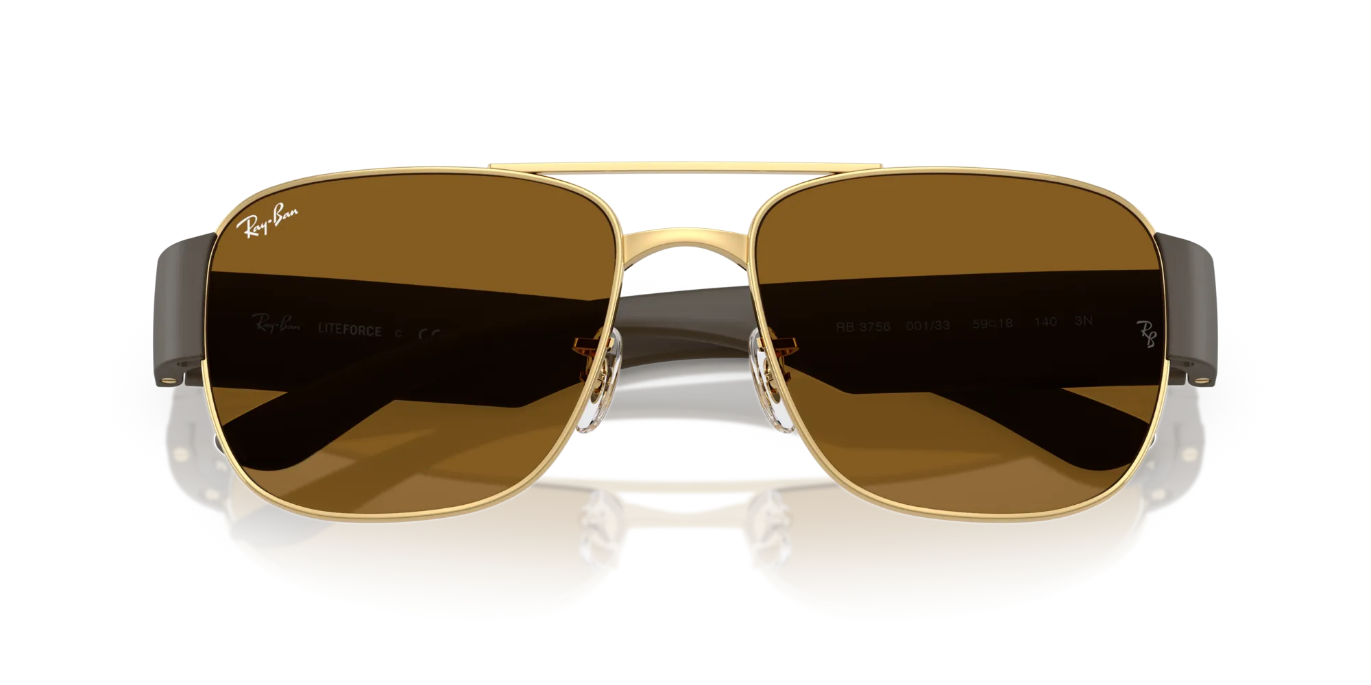 Ray - Ban RB3756 001/33 Occhiali da sole Metallo Oro Marrone Squadrata Normale - immagine 2
