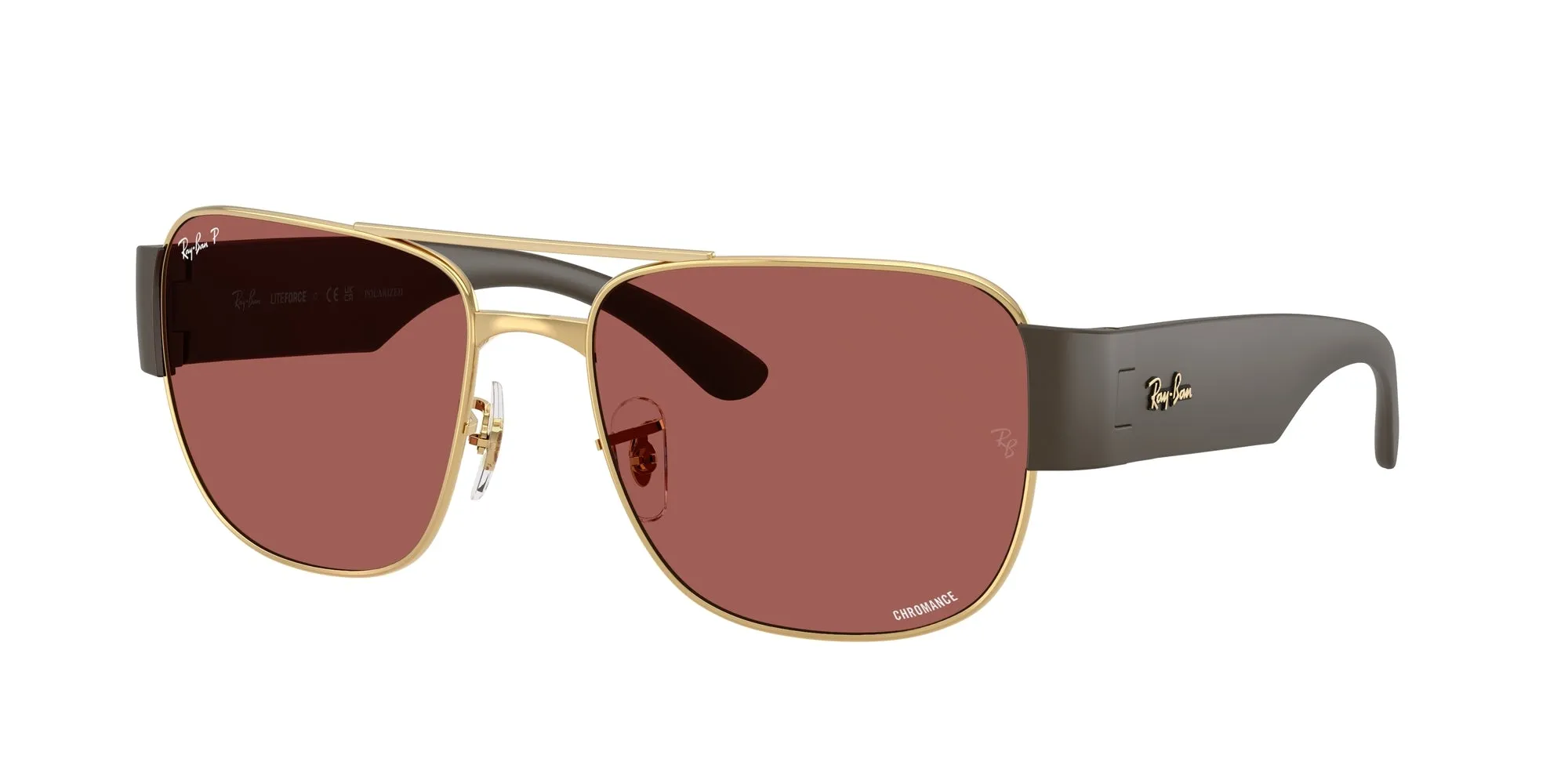 Ray - Ban RB3756CH 001/AL Occhiali da sole Metallo Oro Viola Squadrata Polarizzata - immagine 1