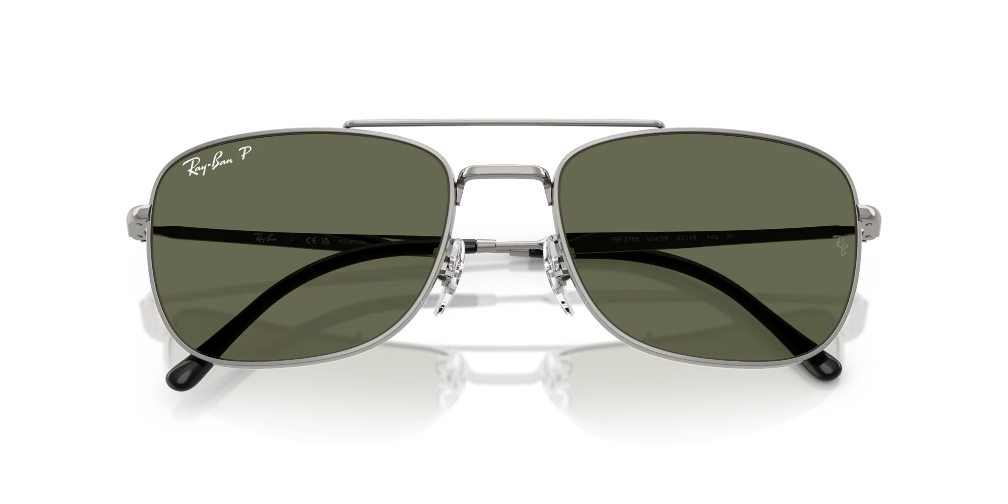 Ray - Ban RB3755 004/58 Occhiali da sole Metallo Grigio Verde Squadrata Polarizzata - immagine 2