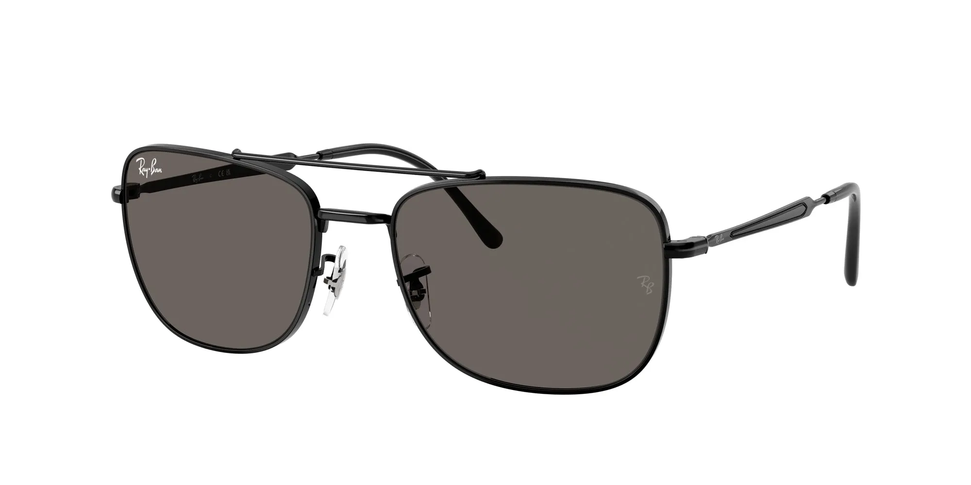 Ray - Ban RB3755 002/B1 Occhiali da sole Metallo Nero Grigio Squadrata Normale - immagine 1