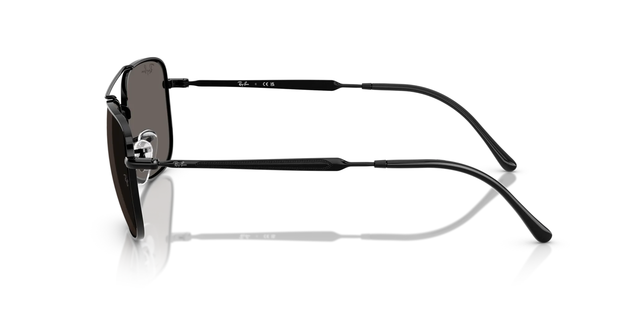 Ray - Ban RB3755 002/B1 Occhiali da sole Metallo Nero Grigio Squadrata Normale - immagine 4