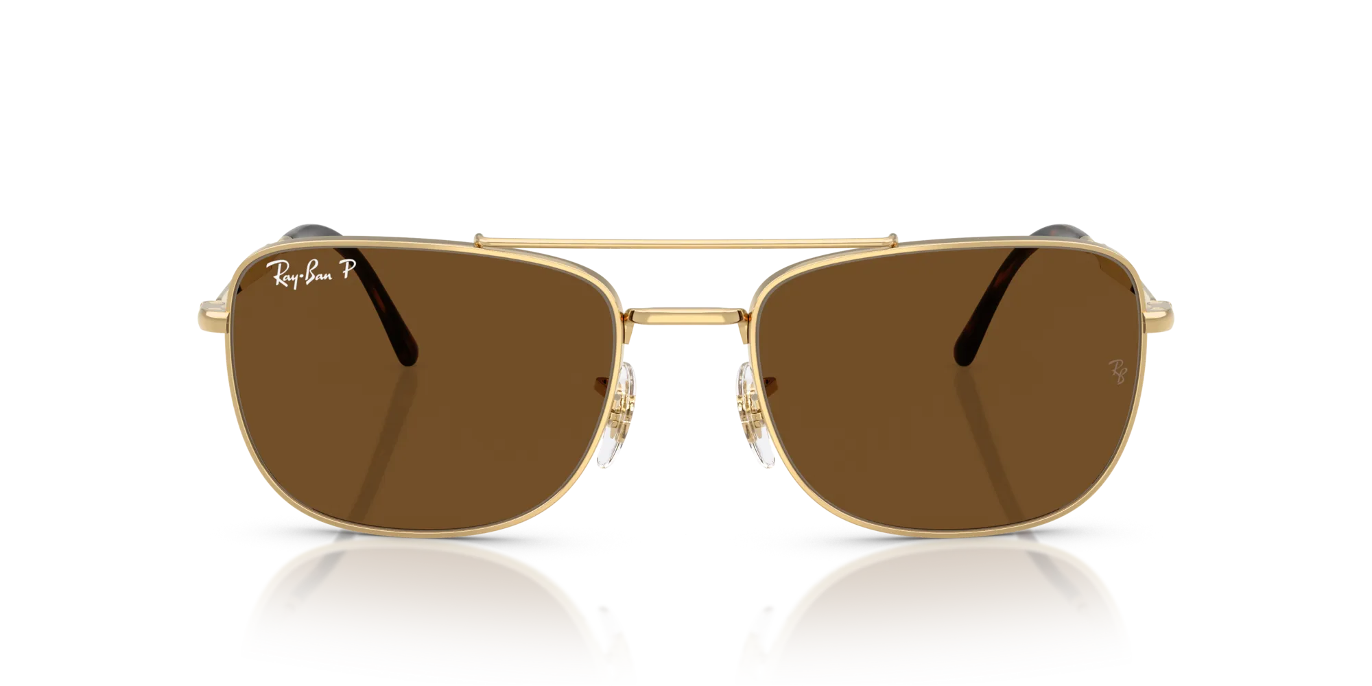 Ray - Ban RB3755 001/57 Occhiali da sole Metallo Oro Marrone Squadrata Polarizzata - immagine 3