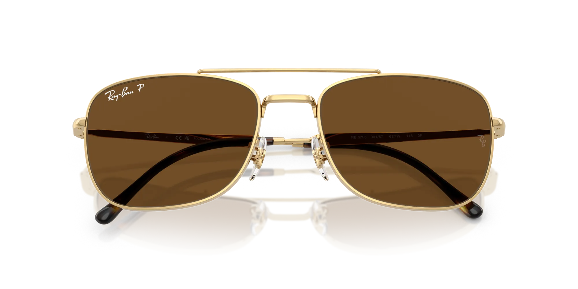 Ray - Ban RB3755 001/57 Occhiali da sole Metallo Oro Marrone Squadrata Polarizzata - immagine 2