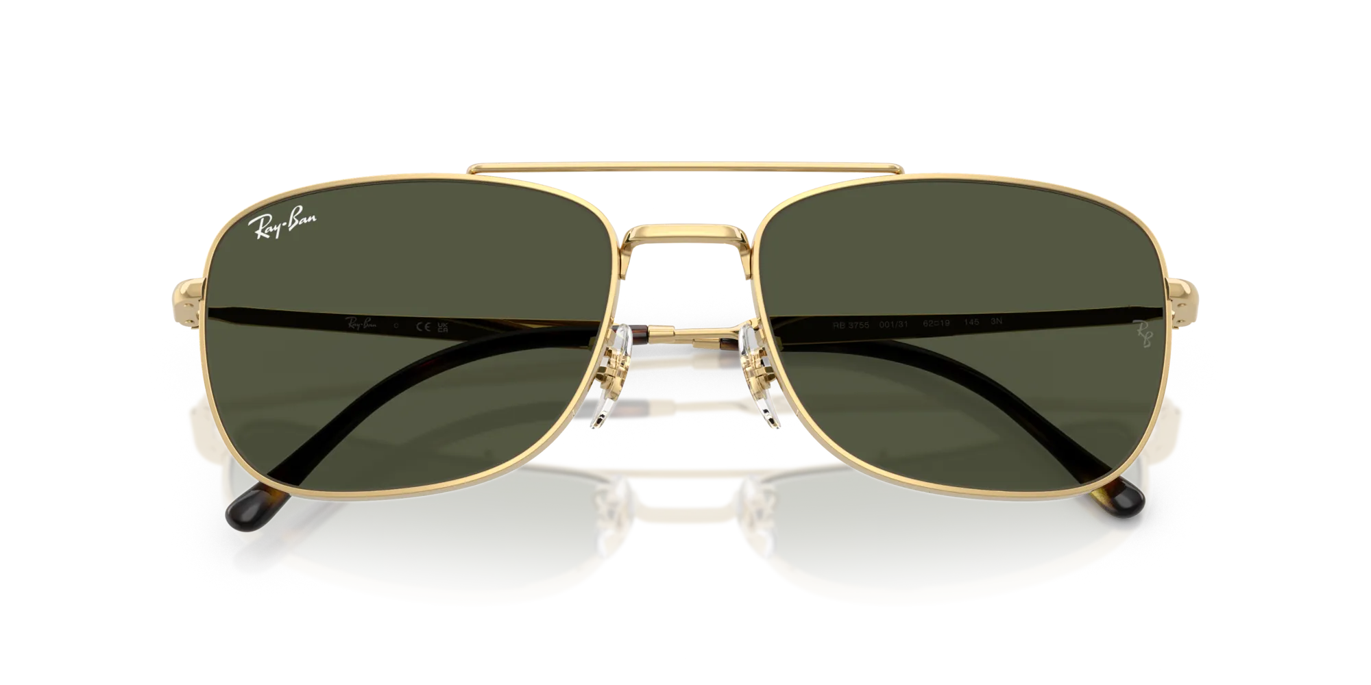 Ray - Ban RB3755 001/31 Occhiali da sole Metallo Oro Verde Squadrata Normale - immagine 2