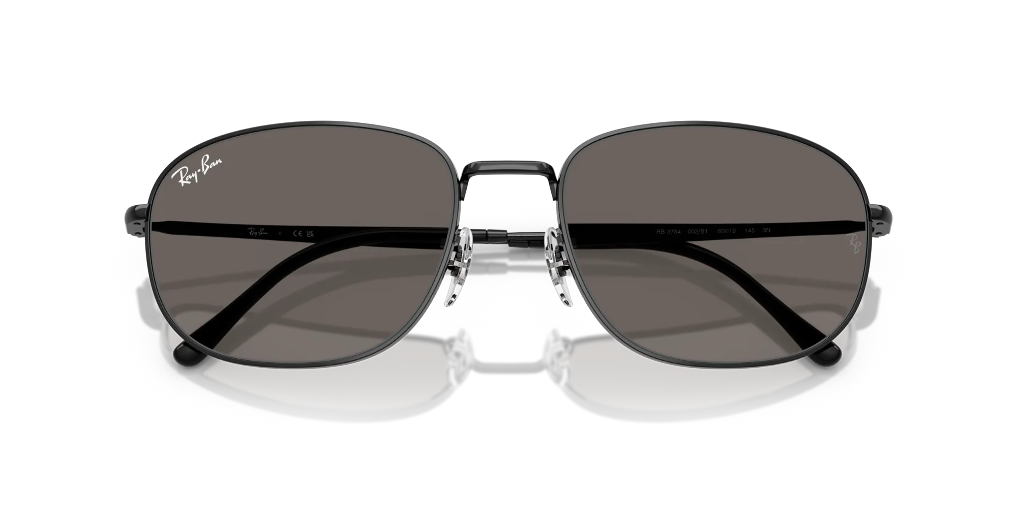 Ray - Ban RB3754 002/B1 Occhiali da sole Metallo Nero Grigio Pillow Normale - immagine 2