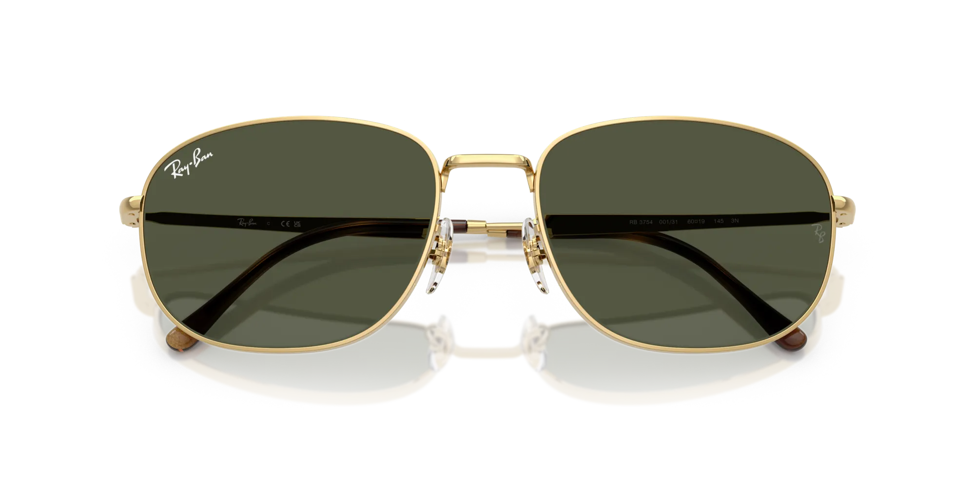 Ray - Ban RB3754 001/31 Occhiali da sole Metallo Oro Verde Pillow Normale - immagine 2
