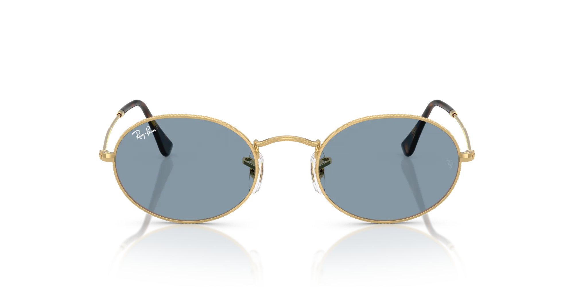 Ray - Ban RB3547 OVAL 001/56 Occhiali da sole Metallo Oro Blu Rotonda Normale - immagine 3