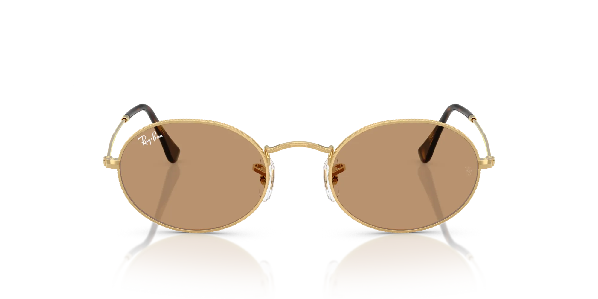 Ray - Ban RB3547 OVAL 001/53 Occhiali da sole Metallo Oro Marrone Rotonda Normale - immagine 3