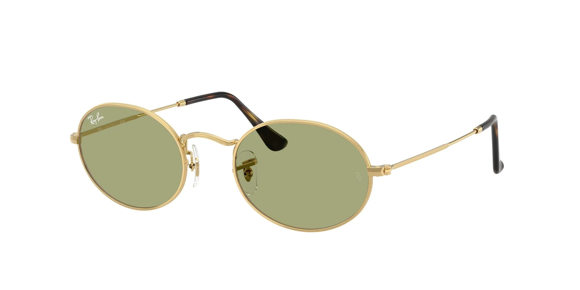Ray - Ban RB3547 OVAL 001/4E Occhiali da sole Metallo Oro Verde Rotonda Normale - immagine 1