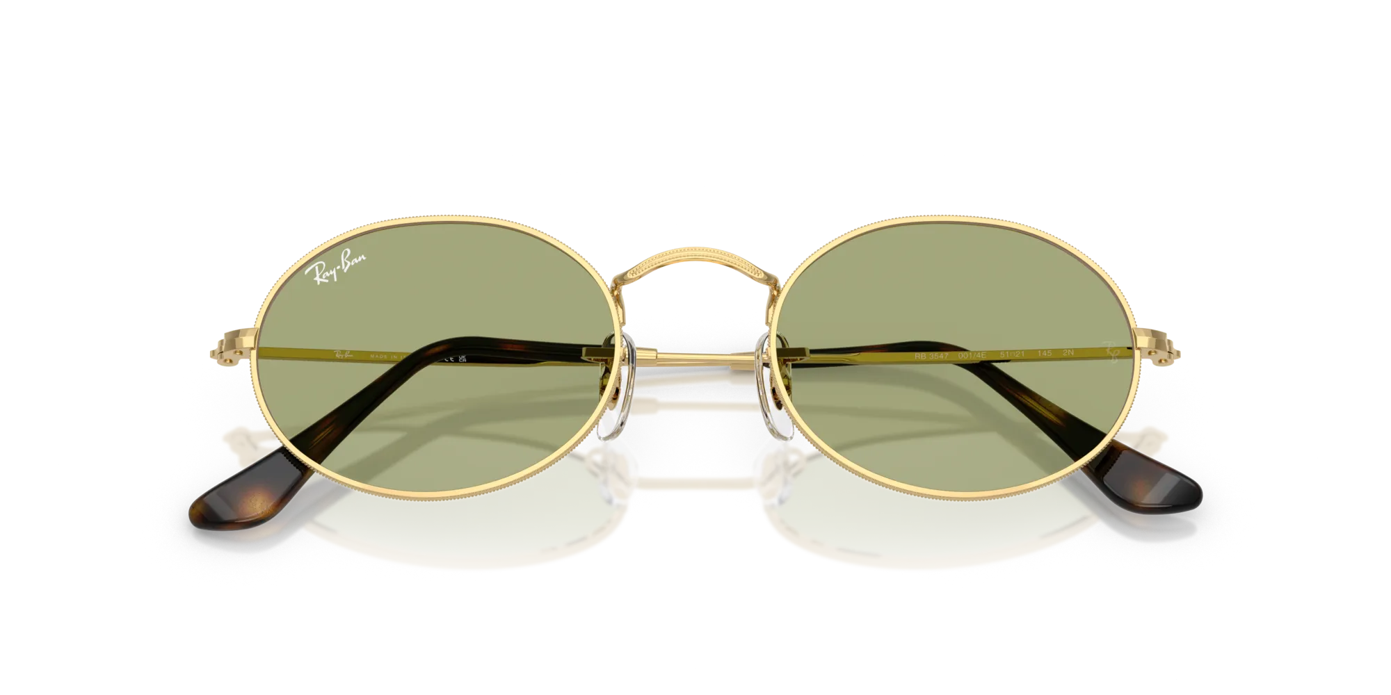 Ray - Ban RB3547 OVAL 001/4E Occhiali da sole Metallo Oro Verde Rotonda Normale - immagine 2