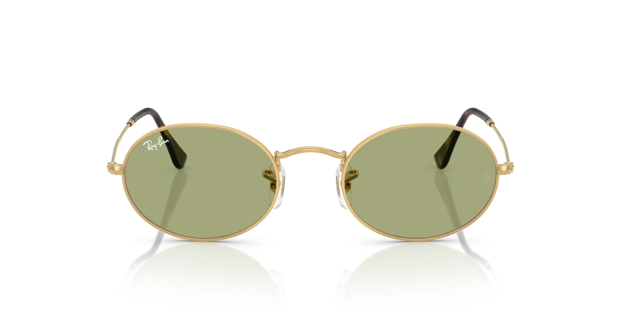 Ray - Ban RB3547 OVAL 001/4E Occhiali da sole Metallo Oro Verde Rotonda Normale - immagine 3