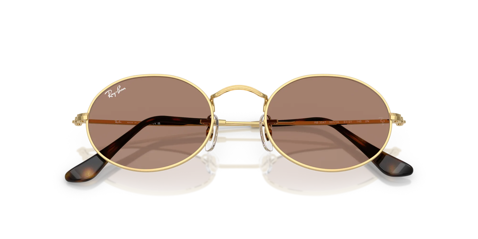 Ray - Ban RB3547 OVAL 001/1A Occhiali da sole Metallo Oro Viola Rotonda Normale - immagine 2
