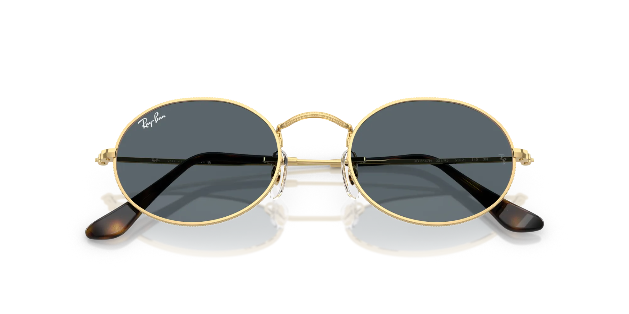 Ray - Ban RB3547N OVAL 001/R5 Occhiali da sole Metallo Oro Blu Rotonda Normale - immagine 2