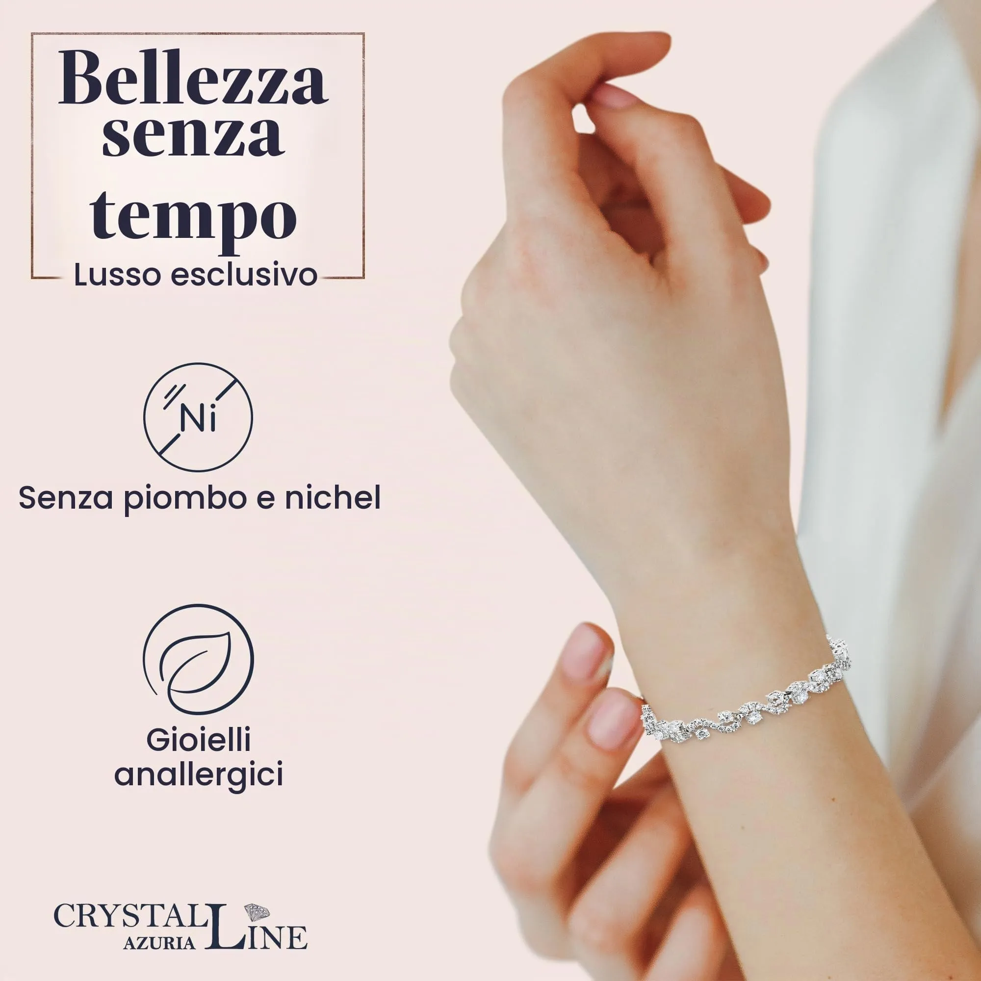 Crystalline Azuria Donna 18ct Placcato Oro Bianco Nozze Parure con Bianco Cristalli di Zirconi Collana con Ciondolo 45 cm Orecchini Pendenti Bracciale - immagine 3