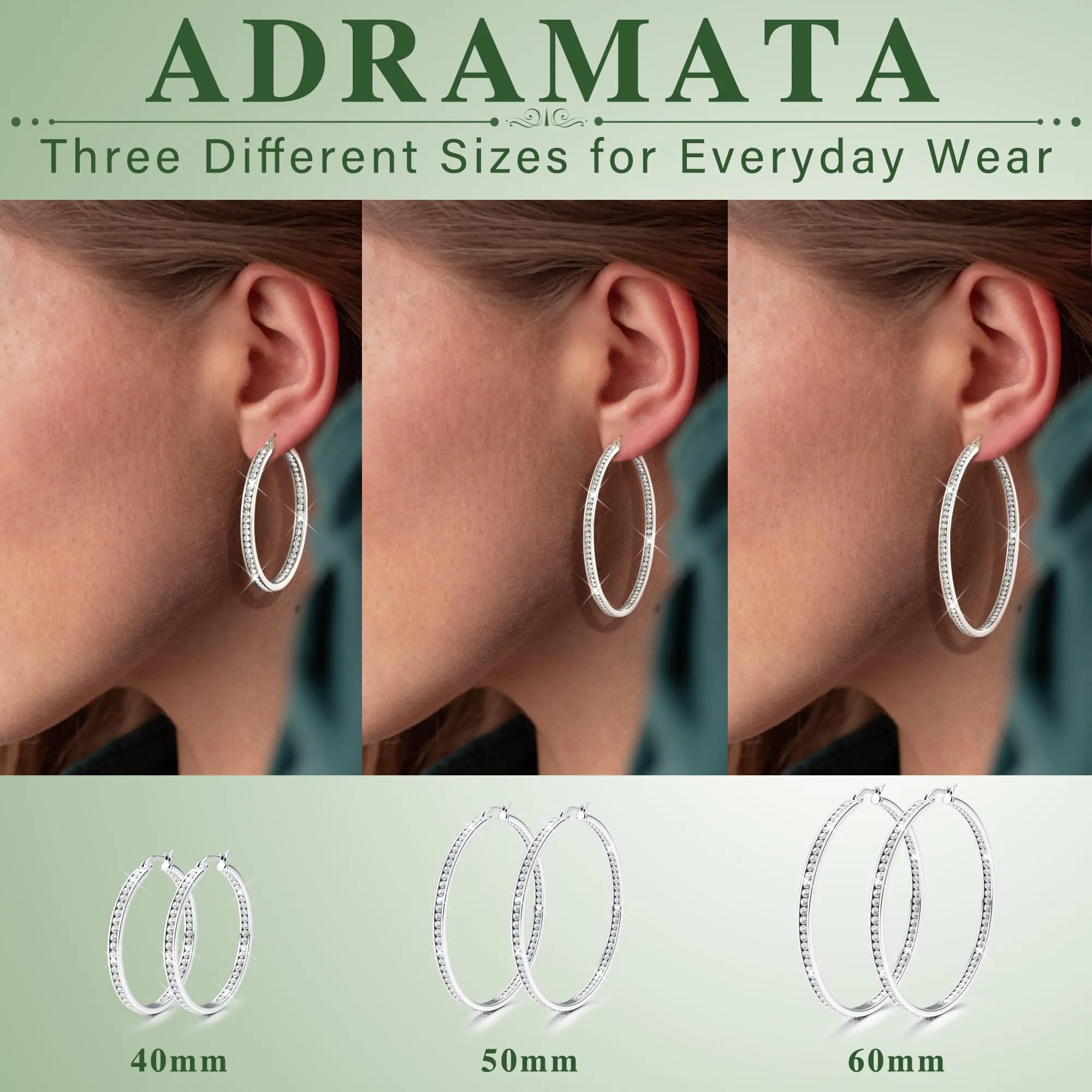 Adramata Orecchini Donna Orecchini Cerchio Zirconia Cubica Orecchino - immagine 4