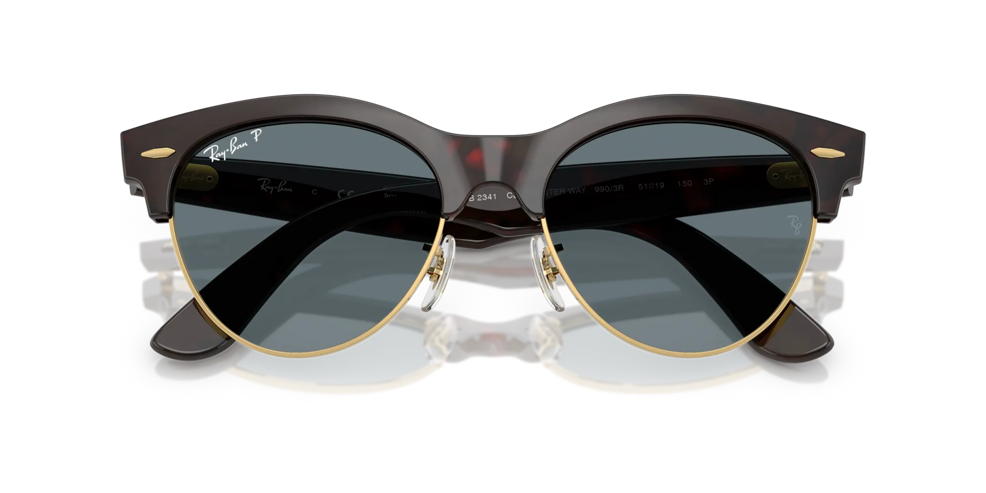 Ray - Ban RB2341 CLUBMASTER WAY 990/3R Occhiali da sole Acetato Havana Blu Squadrata Polarizzata - immagine 2
