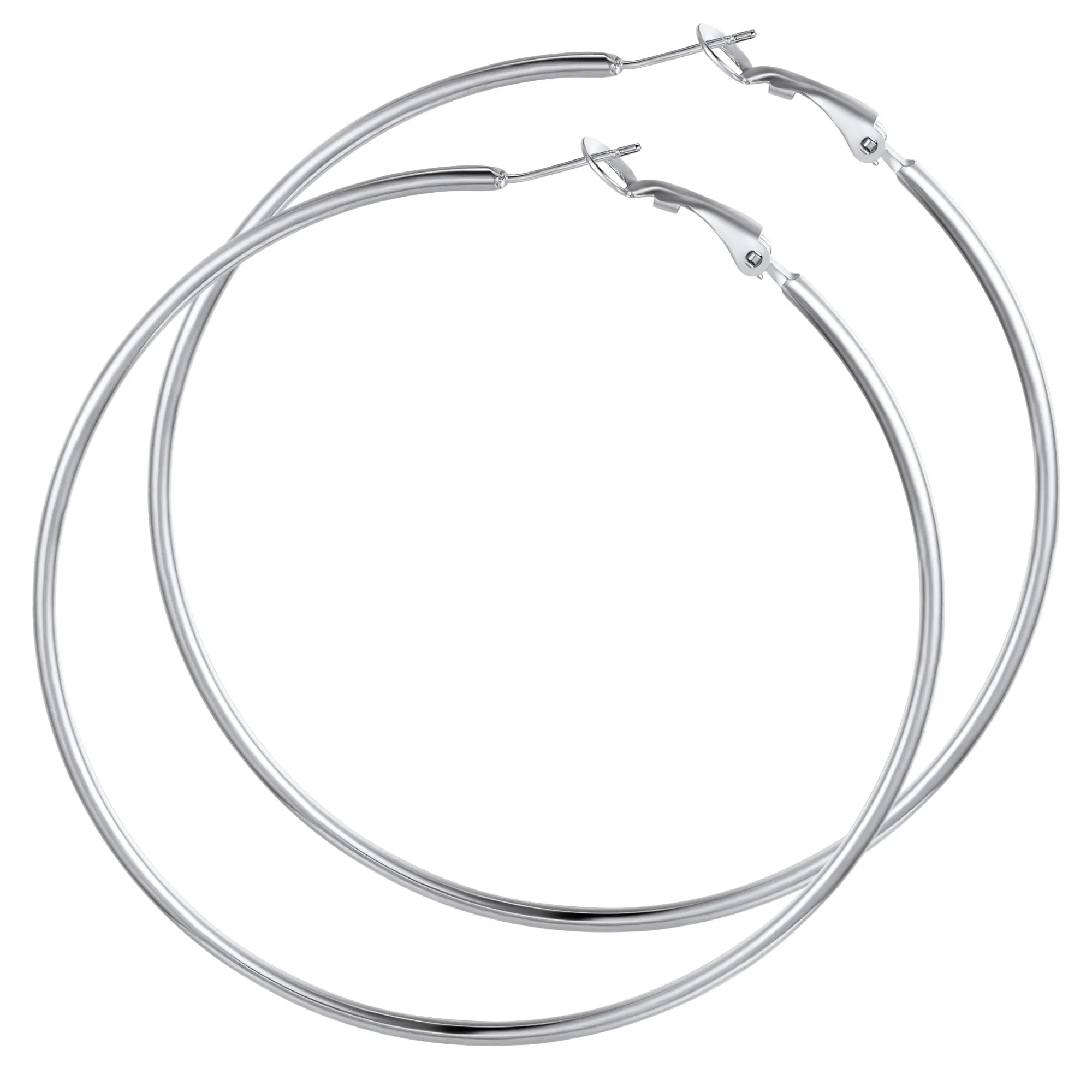 GoldChic Orecchini Cerchio Grande 70mm Argento Acciaio Inox - immagine 1