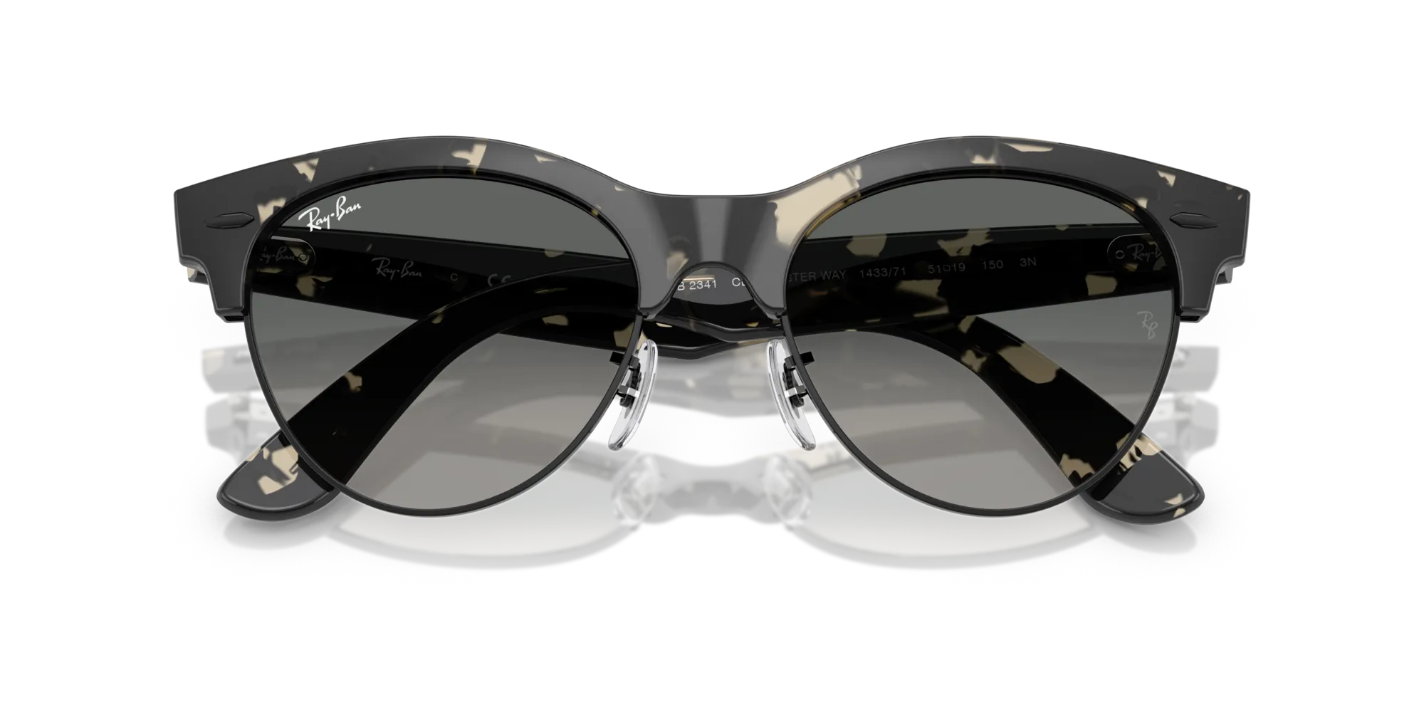 Ray - Ban RB2341 CLUBMASTER WAY 143371 Occhiali da sole Acetato Havana Grigio Squadrata Normale Sfumato - immagine 2