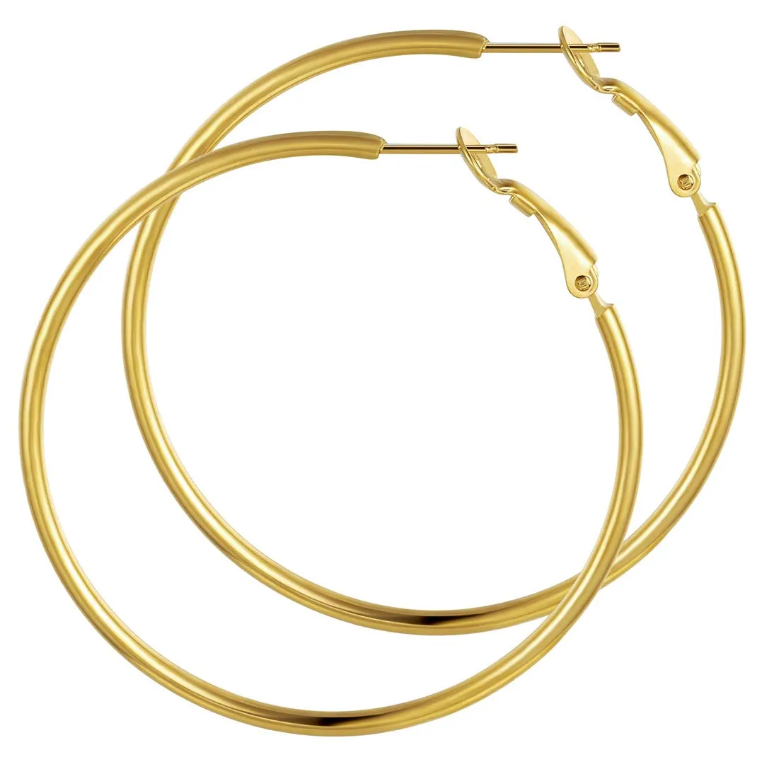 GoldChic Orecchini Cerchio Media 50mm Oro in Acciaio Inox - immagine 1