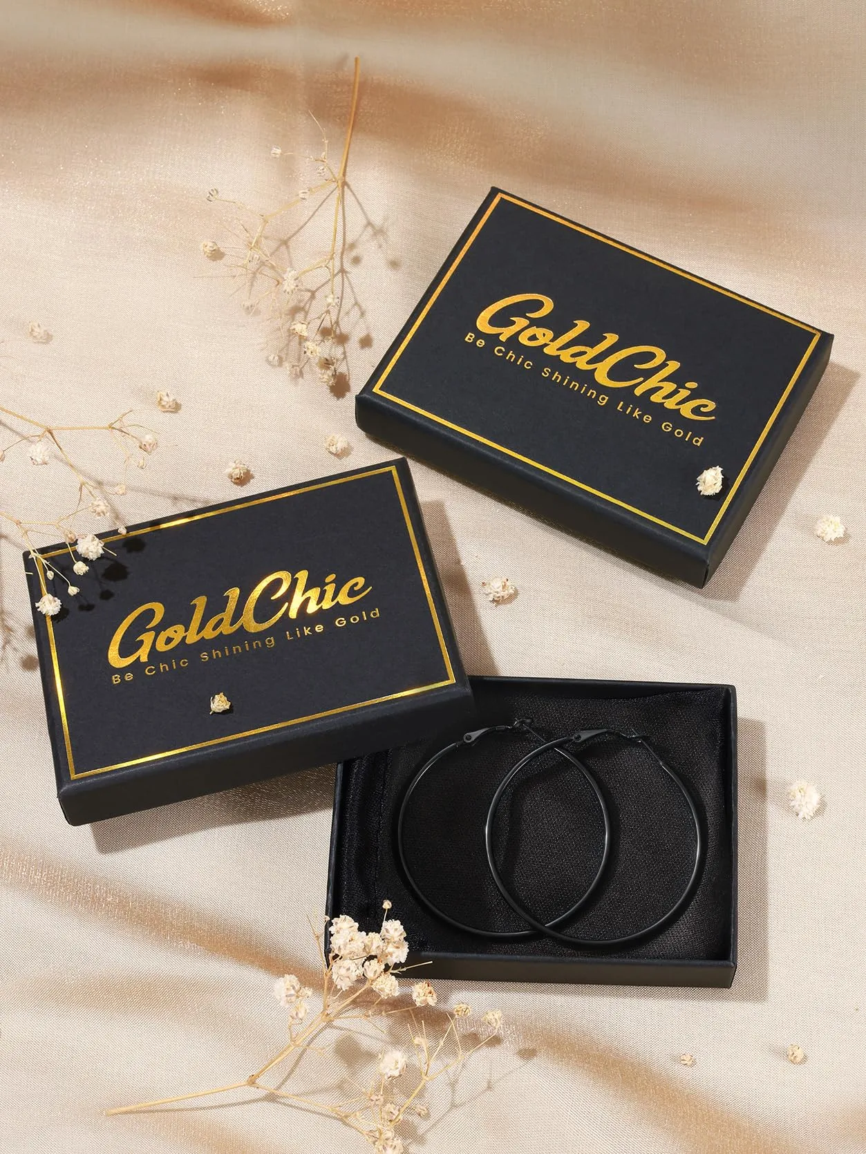 GoldChic Orecchini Cerchio 30mm Nero in Acciaio Inox - immagine 9