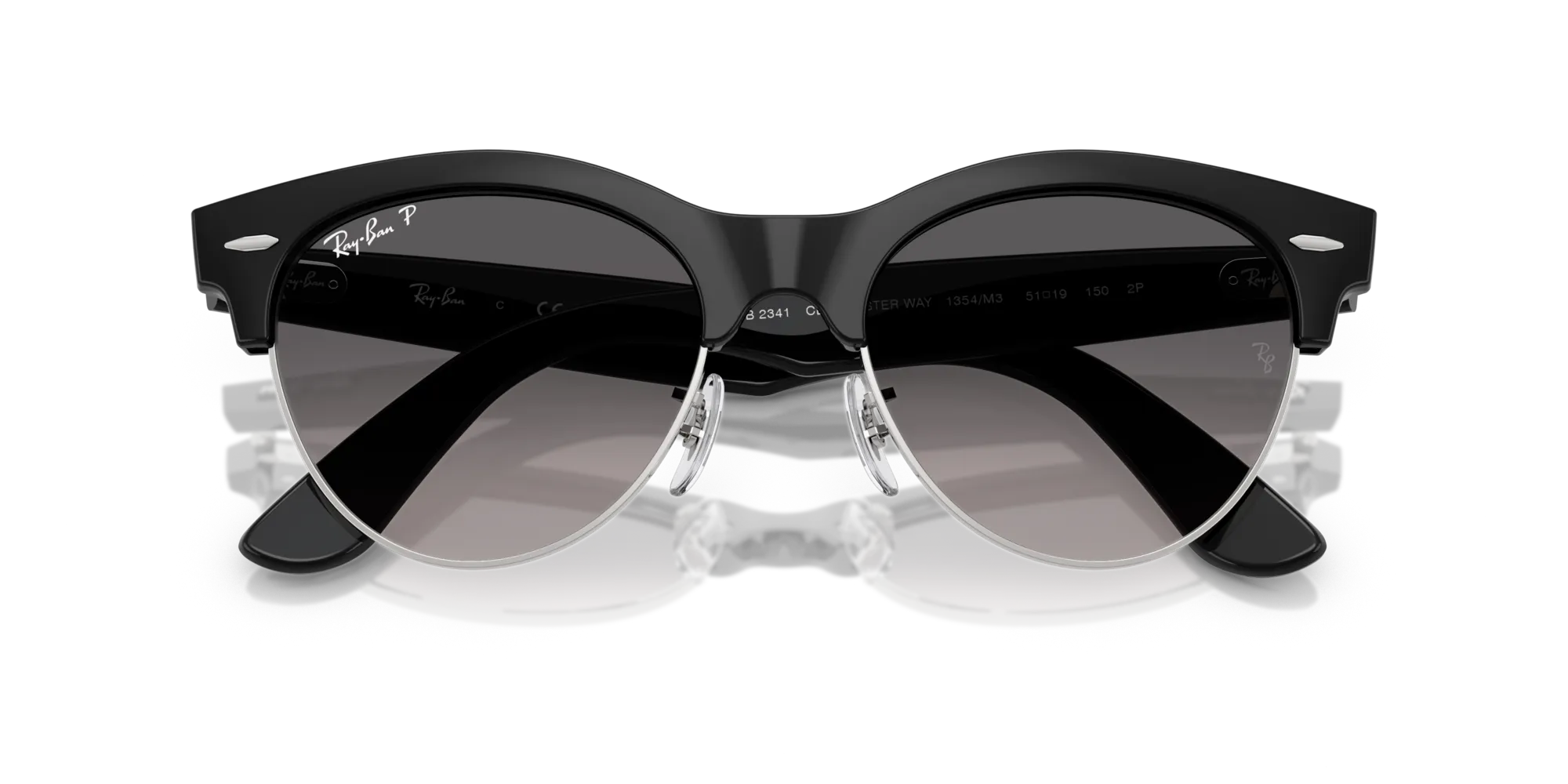 Ray - Ban RB2341 CLUBMASTER WAY 1354M3 Occhiali da sole Acetato Nero Grigio Squadrata Polarizzata Sfumato - immagine 2