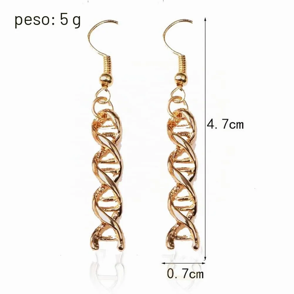 HMOOY Infinity Spiral Dna Double Helix Collana Orecchini Set Chimica Scienza Biologia Molecola Ciondolo Set di Gioielli per Studente di Medicina (Gold) - immagine 7