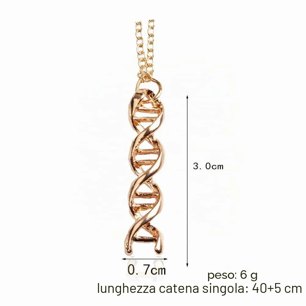 HMOOY Infinity Spiral Dna Double Helix Collana Orecchini Set Chimica Scienza Biologia Molecola Ciondolo Set di Gioielli per Studente di Medicina (Gold) - immagine 8