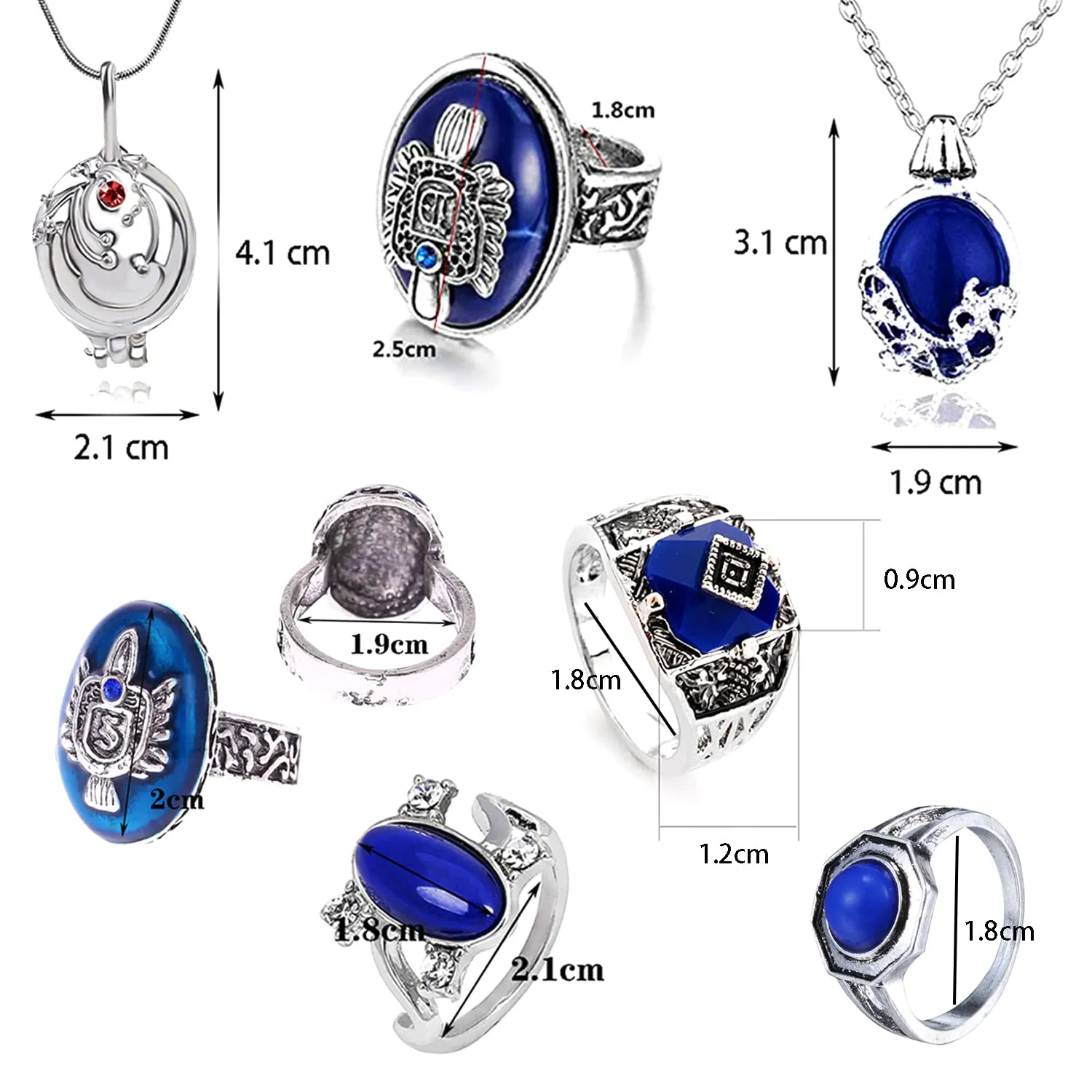 HJYZY Vampire Diar.s Gioielli Elena Apertura Vervain medaglione Collana con ciondolo a forma di goccia con sigillo di camminata e anello di Damon Set di gioielli per cosplay Set con adesivi 12 pezzi - immagine 2