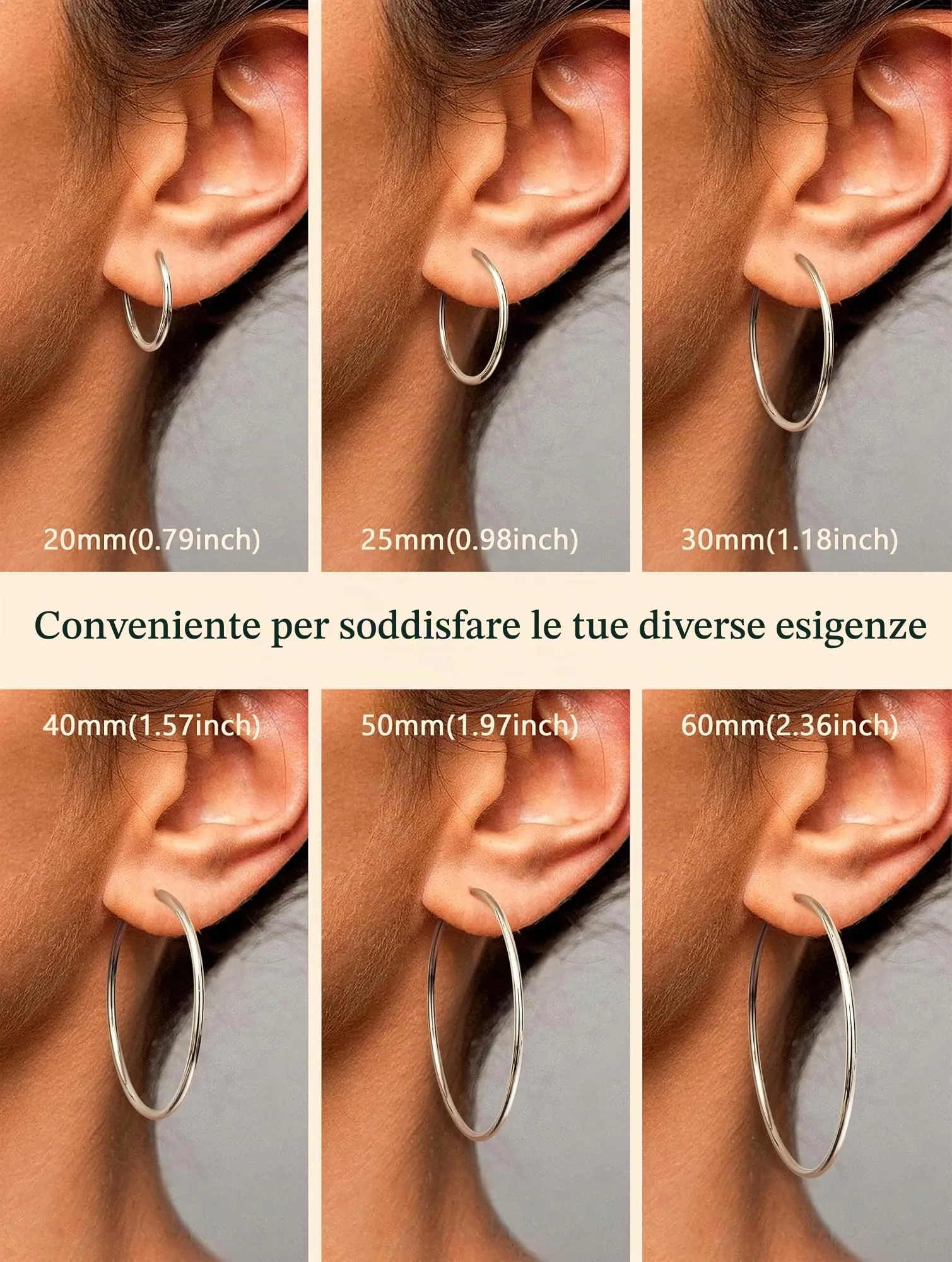 Roheafer Orecchini a Cerchio Clip per Donna senza Piercing - immagine 3