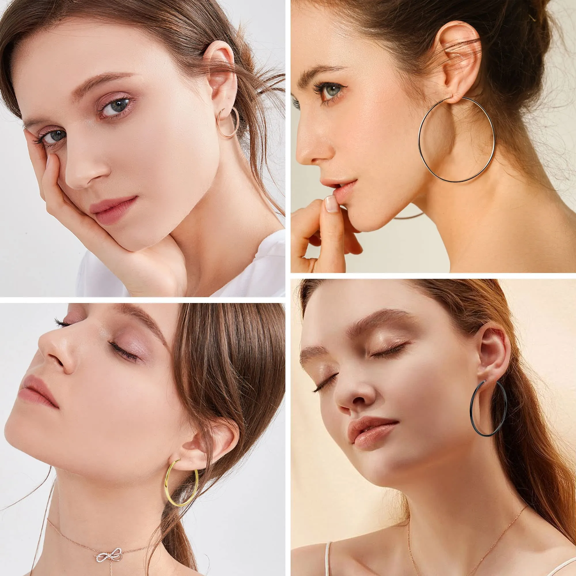 Roheafer Orecchini a Cerchio Clip per Donna senza Piercing - immagine 5