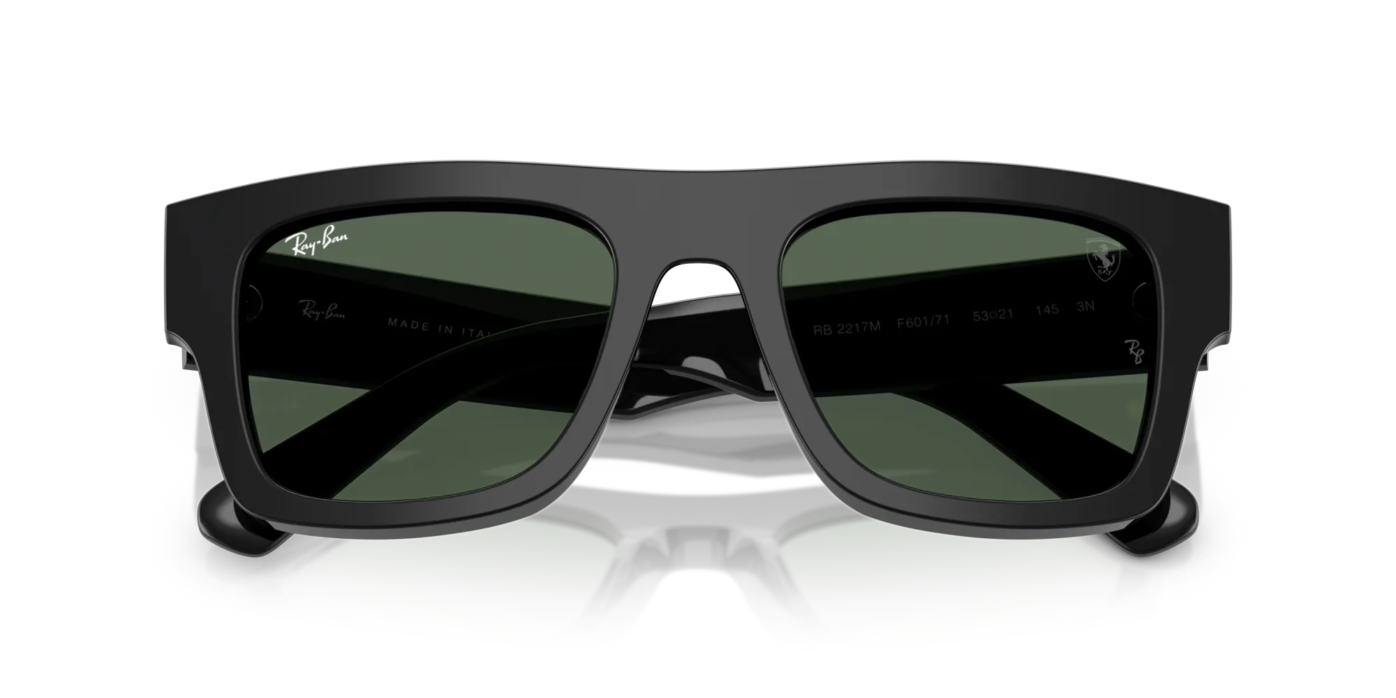 Ray - Ban RB2217M F60171 Occhiali da sole Acetato Nero Verde Squadrata Normale - immagine 2