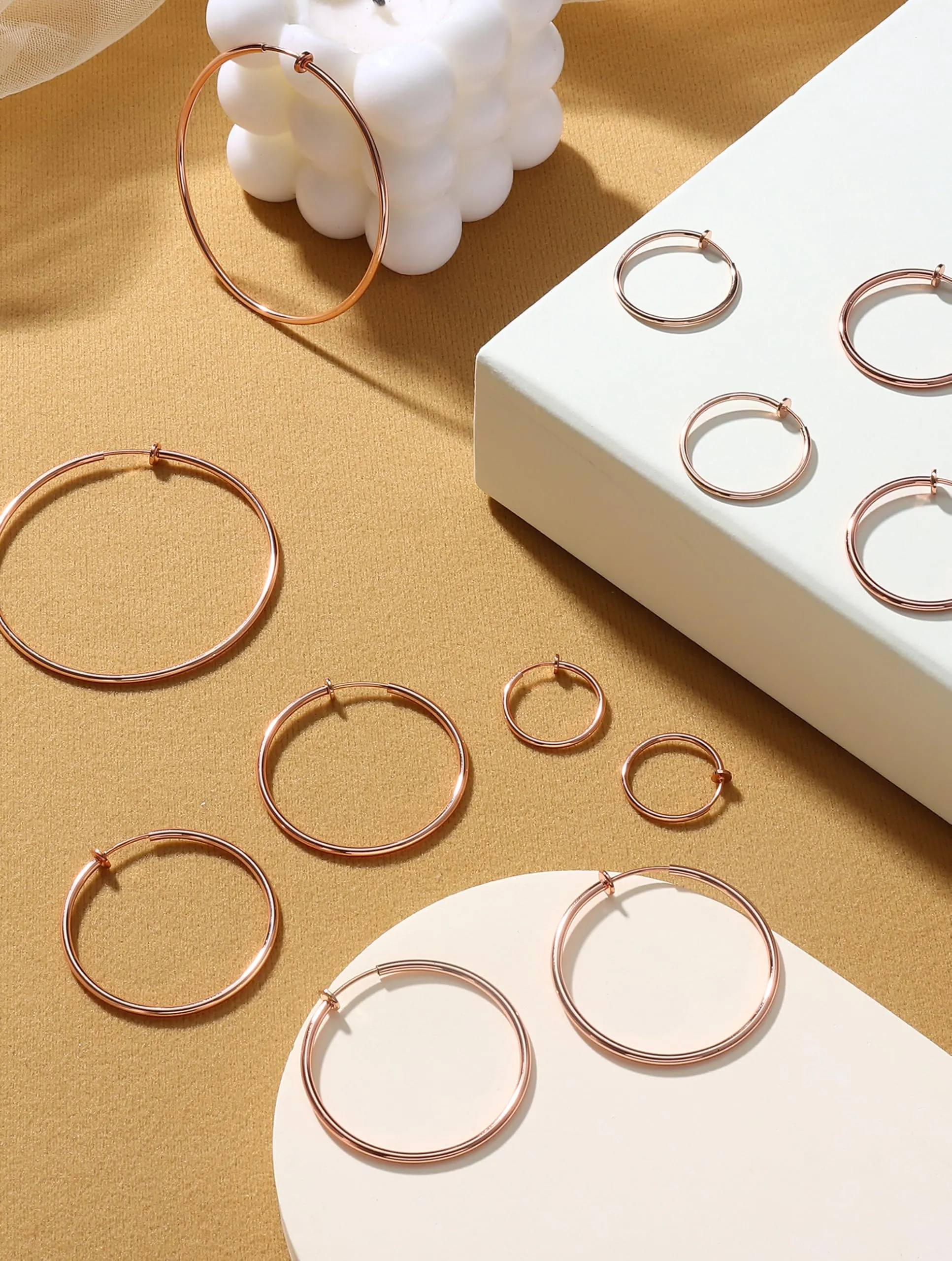 Roheafer Orecchini a Cerchio Clip per Donna senza Piercing - immagine 4