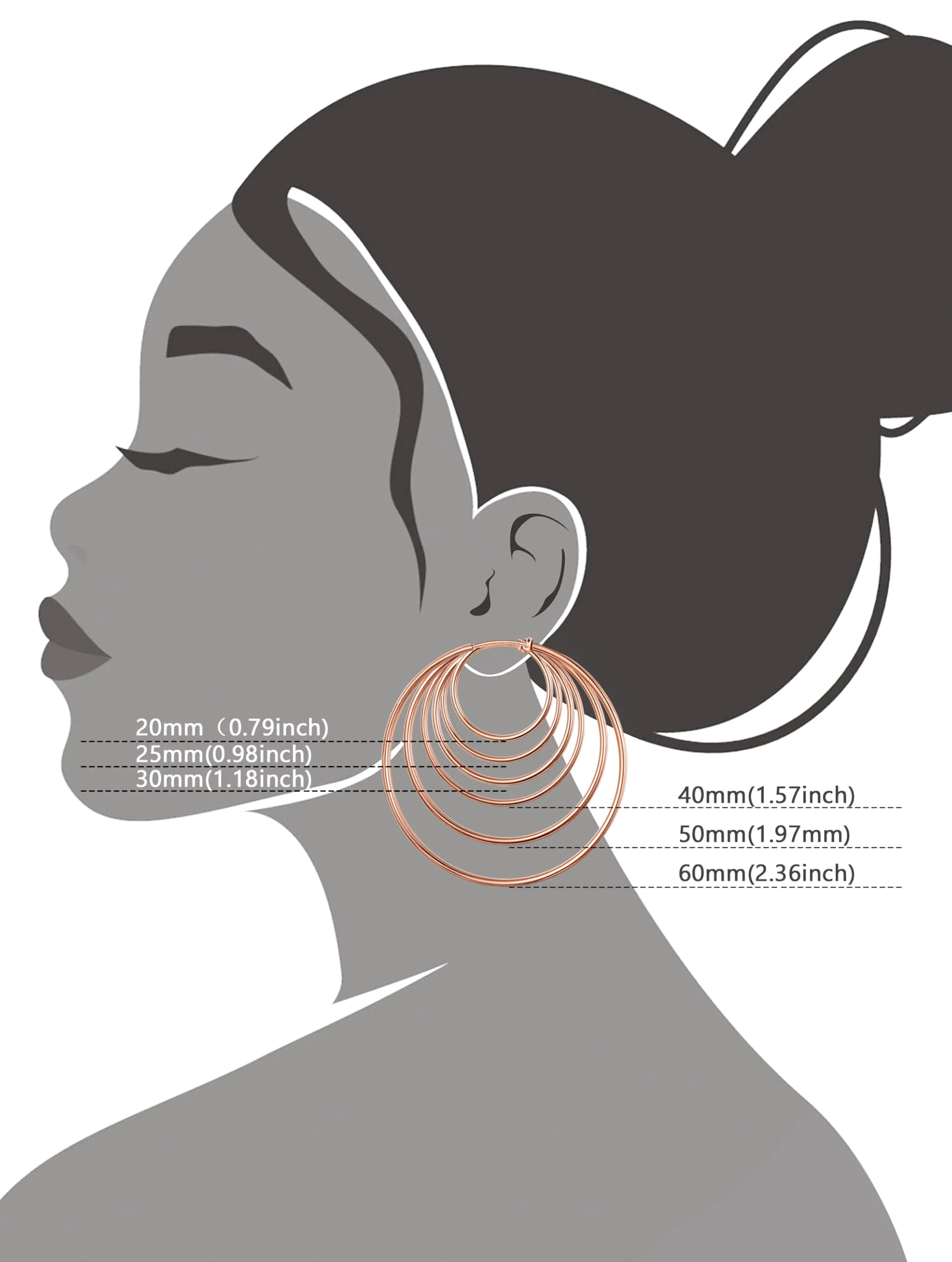 Roheafer Orecchini a Cerchio Clip per Donna senza Piercing - immagine 8