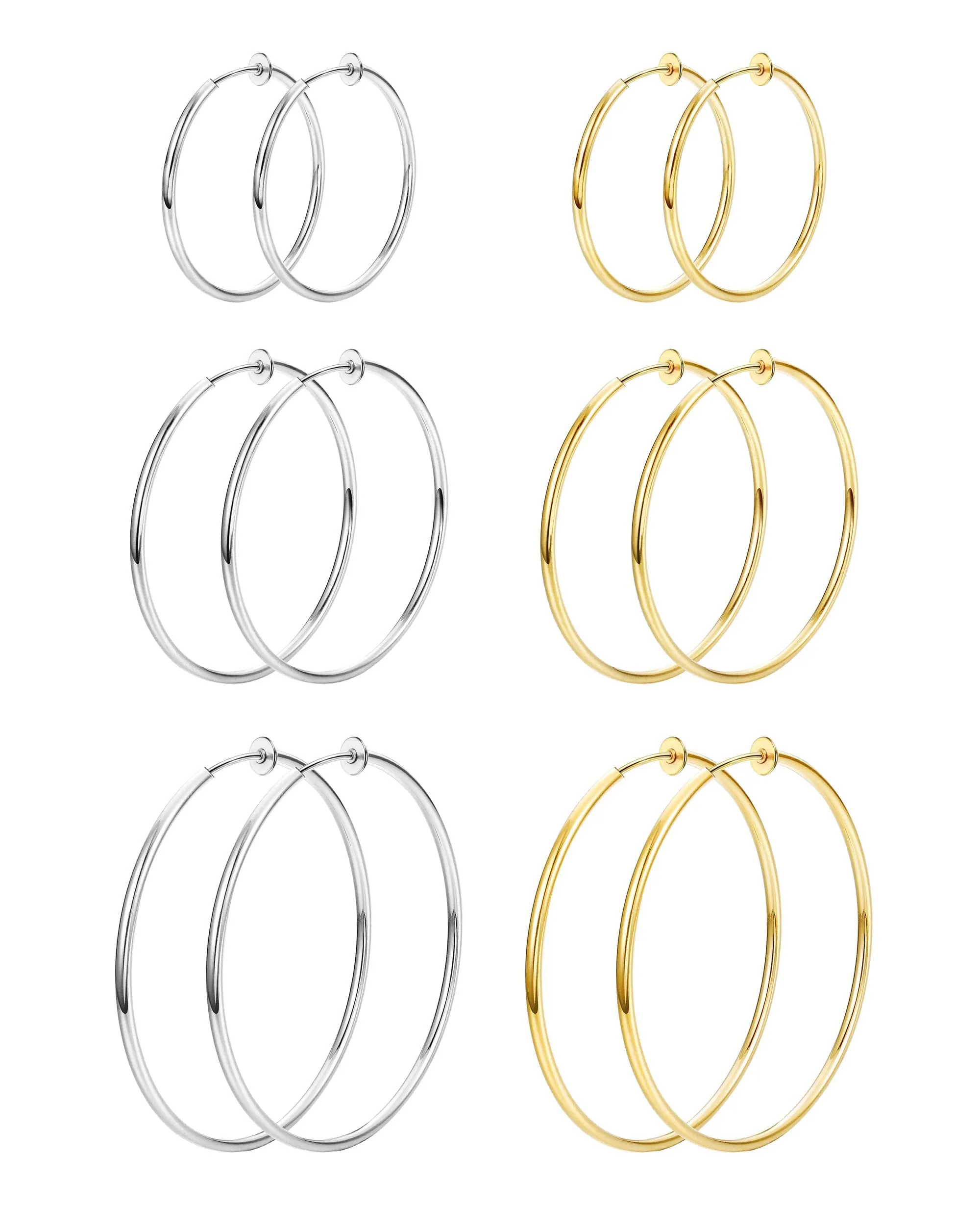 Roheafer Orecchini a Cerchio Clip per Donna senza Piercing - immagine 1