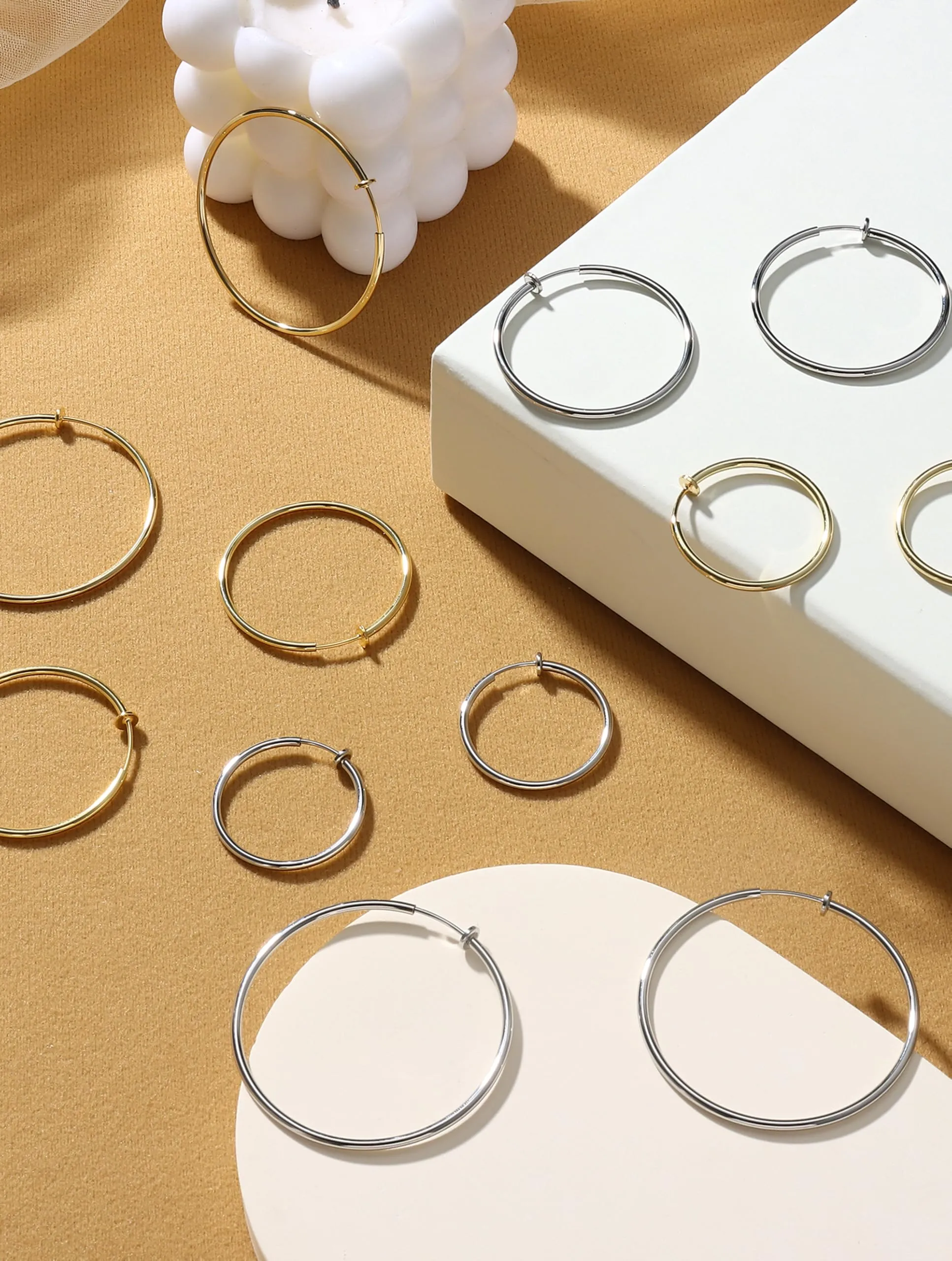Roheafer Orecchini a Cerchio Clip per Donna senza Piercing - immagine 4