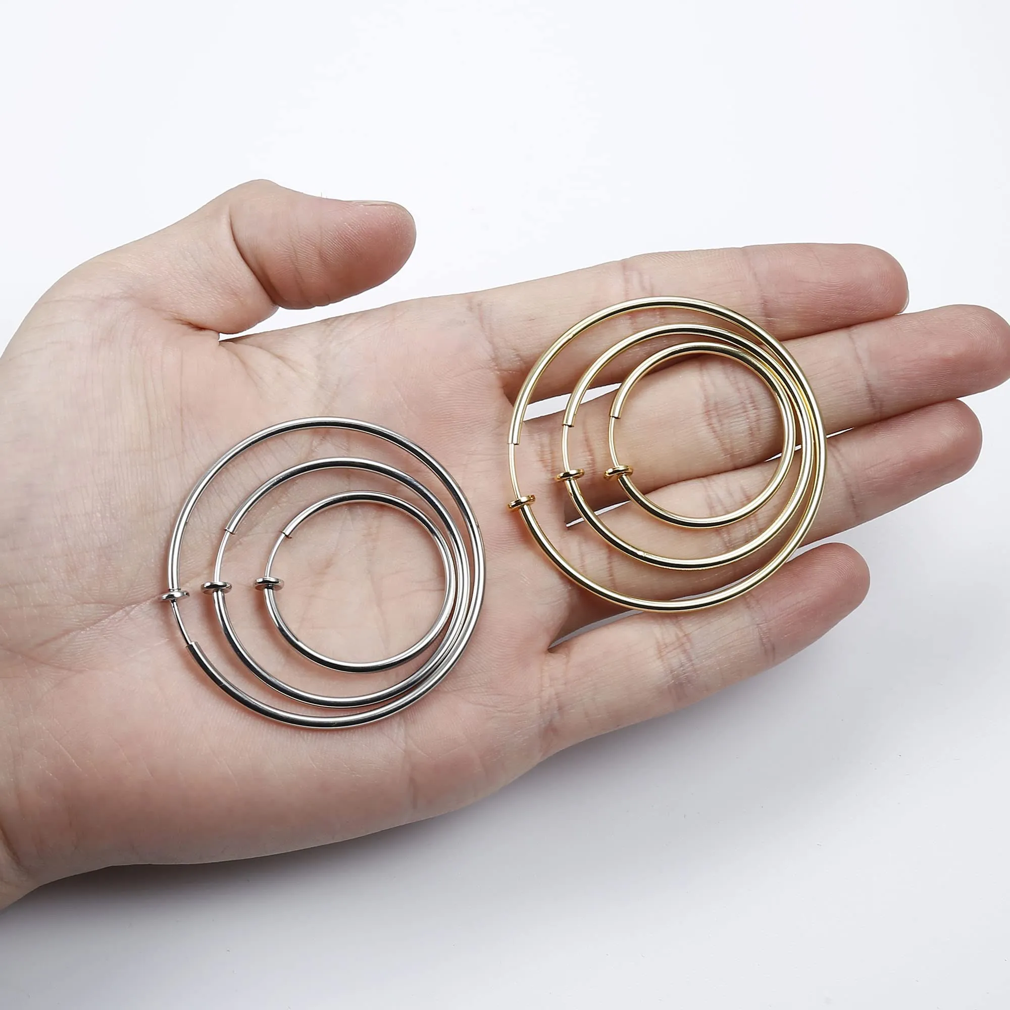 Roheafer Orecchini a Cerchio Clip per Donna senza Piercing - immagine 7