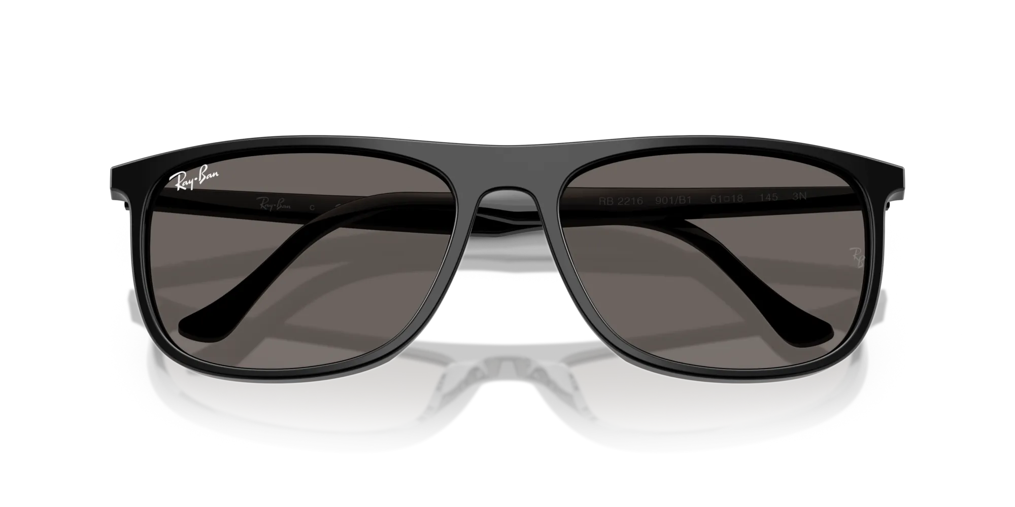 Ray - Ban RB2216 901/B1 Occhiali da sole Acetato Nero Grigio Squadrata Normale - immagine 2