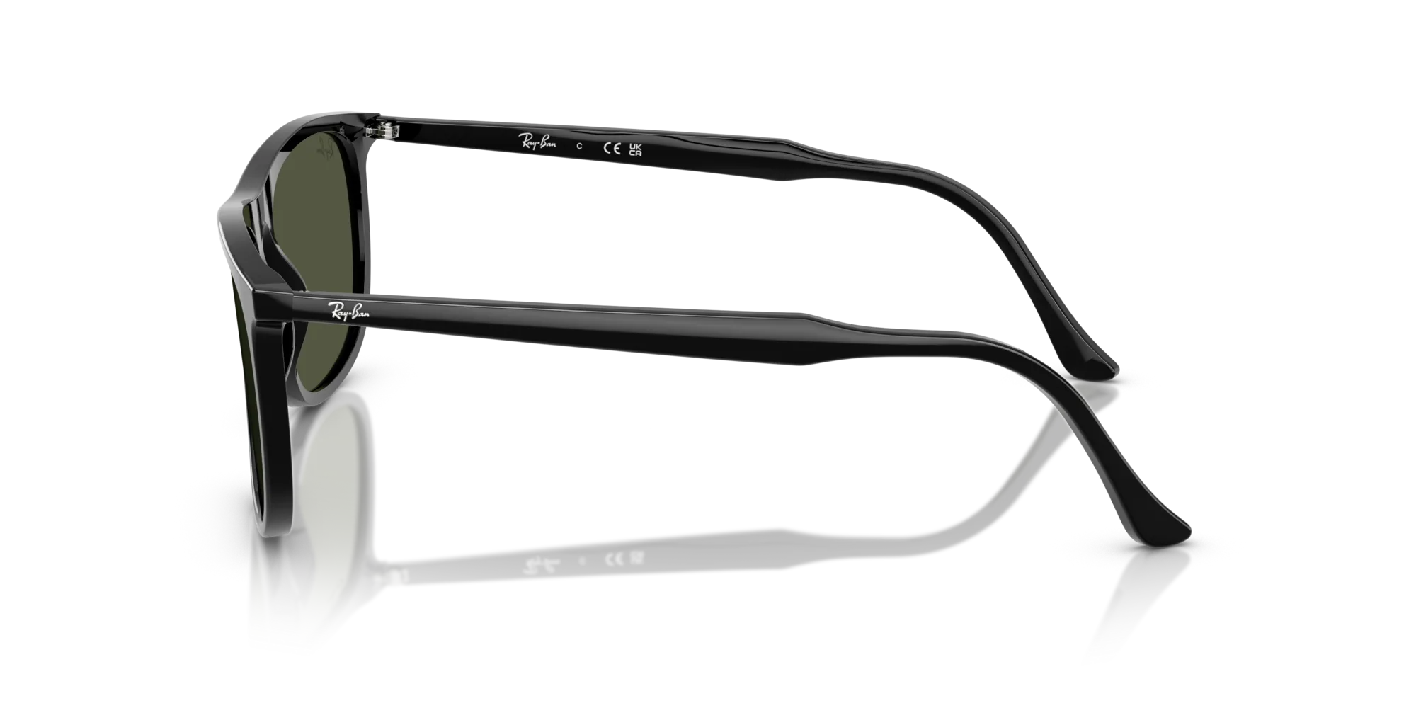 Ray - Ban RB2216 901/31 Occhiali da sole Acetato Nero Verde Squadrata Normale - immagine 4