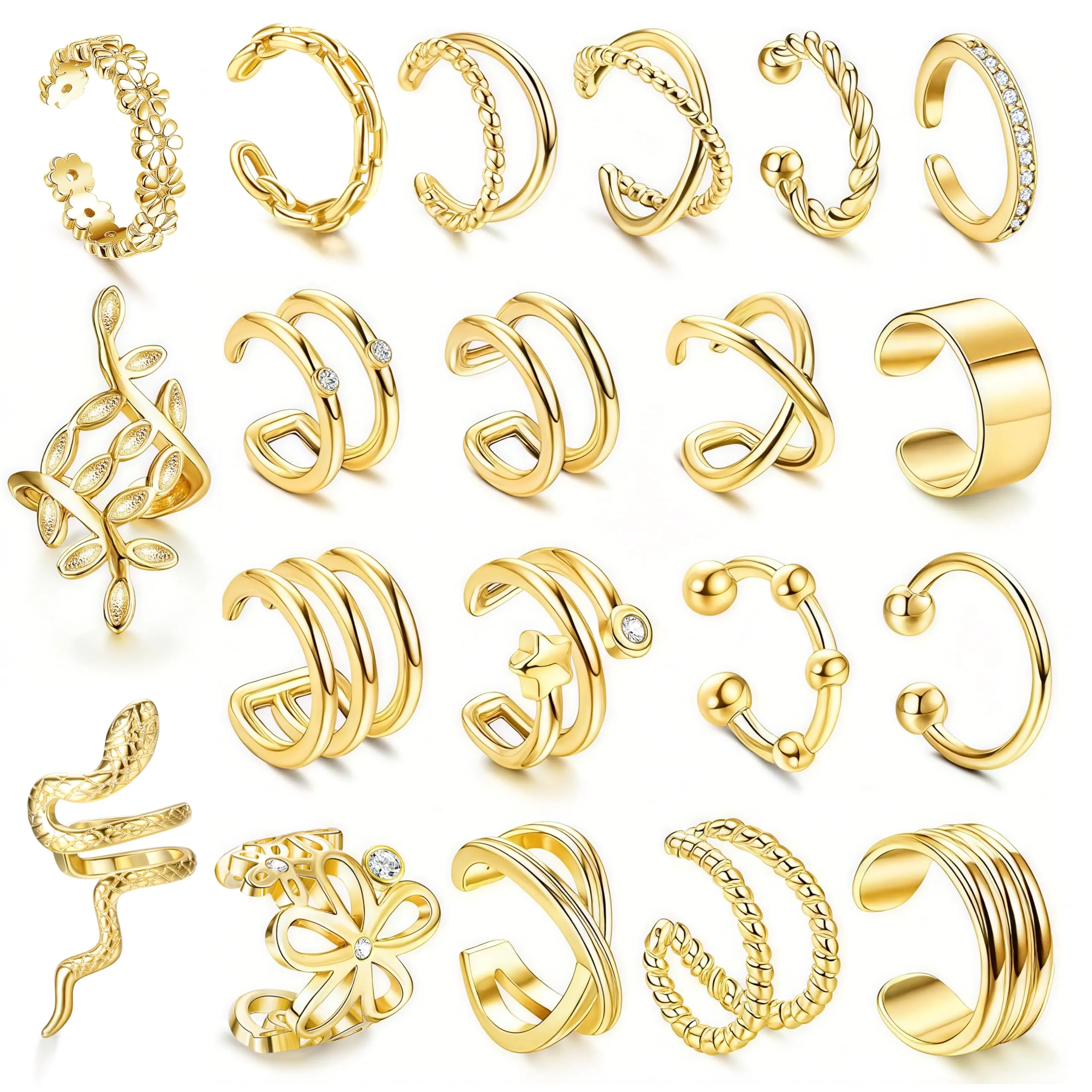 Orazio 20Pcs Orecchio Clip Helix Polsino Orecchio Non Piercing Orecchini - immagine 1