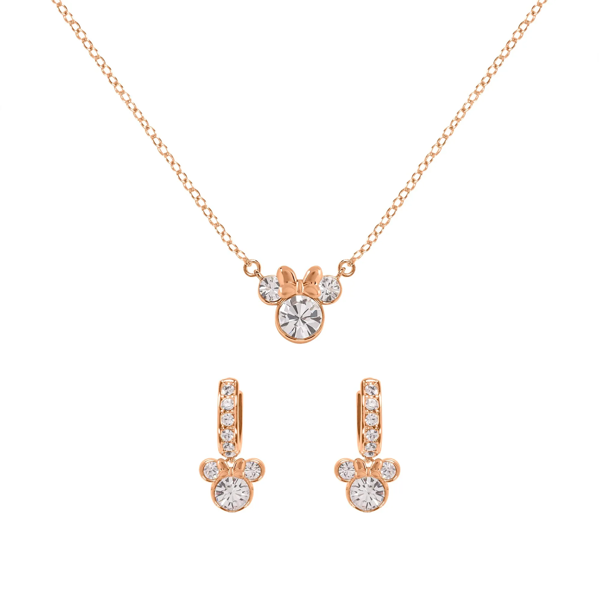 Disney Minnie Mouse - Set di Collana con Pietre cz placcate Due tonalità, Misura Unica, Ottone, Senza Pietre preziose (Minnie Set 3) - immagine 1