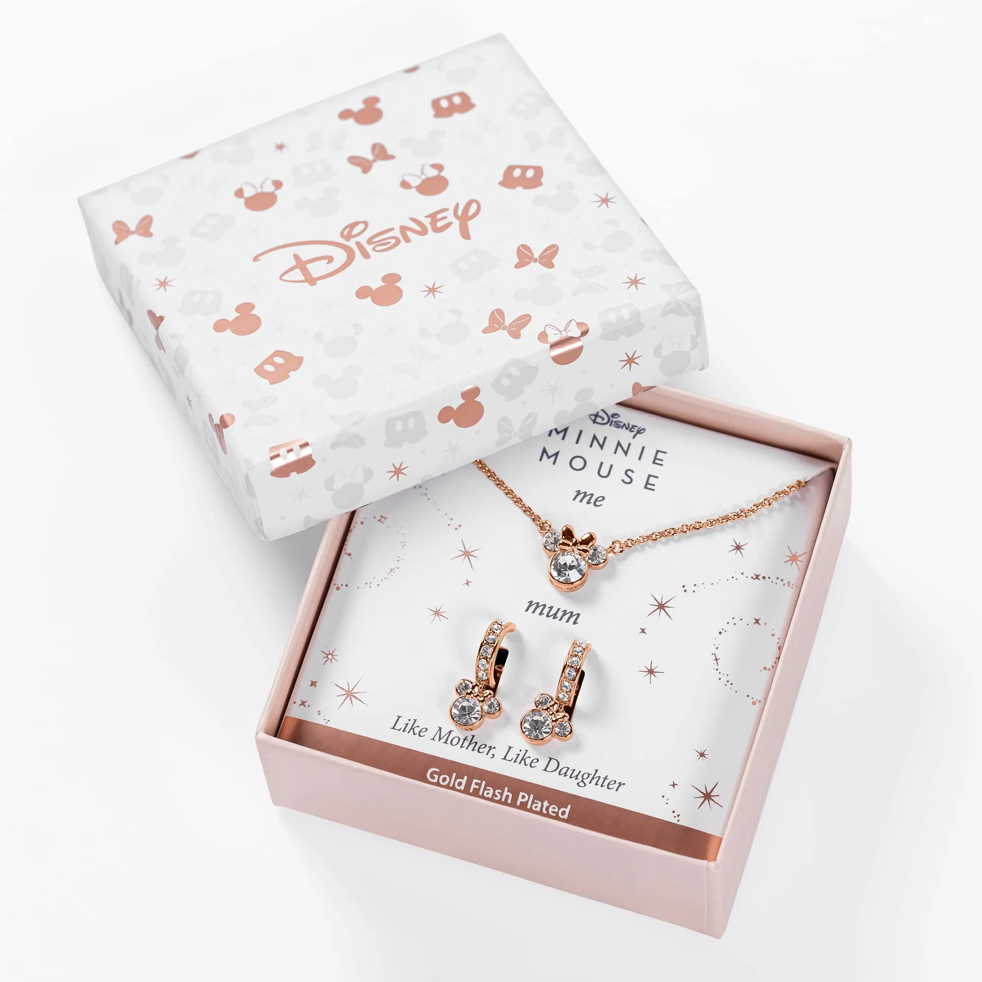 Disney Minnie Mouse - Set di Collana con Pietre cz placcate Due tonalità, Misura Unica, Ottone, Senza Pietre preziose (Minnie Set 3) - immagine 4