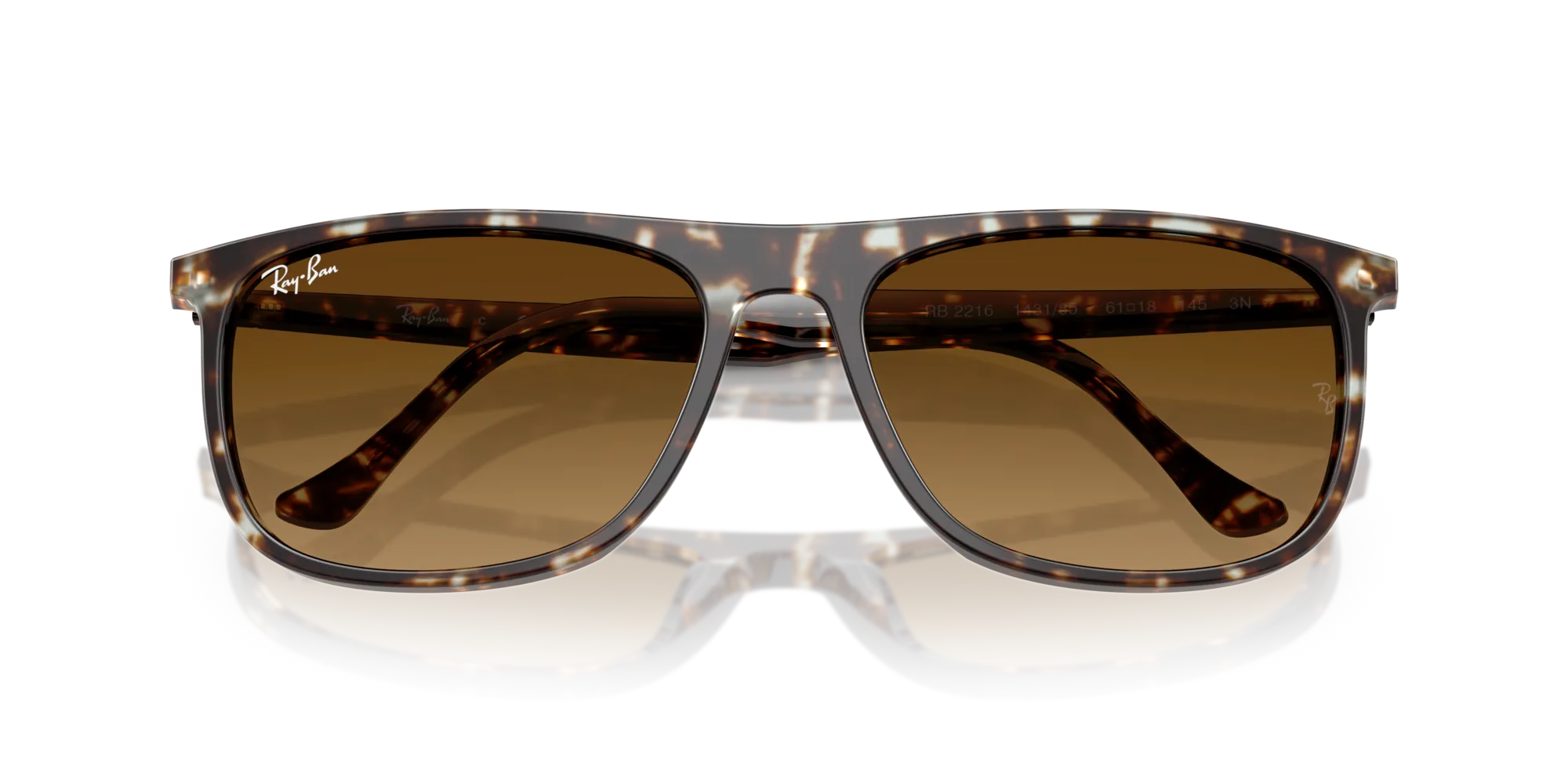 Ray - Ban RB2216 143185 Occhiali da sole Acetato Giallo Marrone Squadrata Normale Sfumato - immagine 2